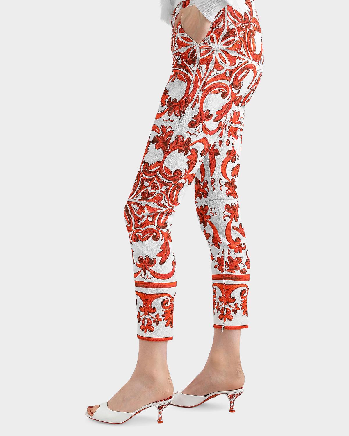 Majolica-Print Brocade Crop Pants - thumbnail 5