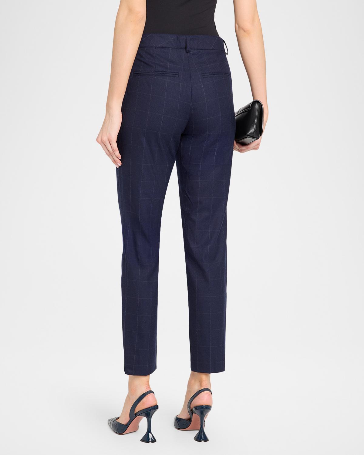Windowpane Wool Flannel Slim-Leg Ankle Pants - thumbnail 3
