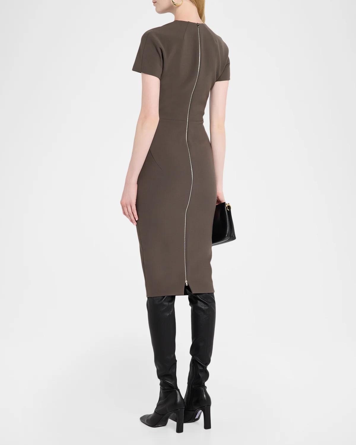 Claude Short-Sleeve Wool-Blend Midi Dress - thumbnail 3
