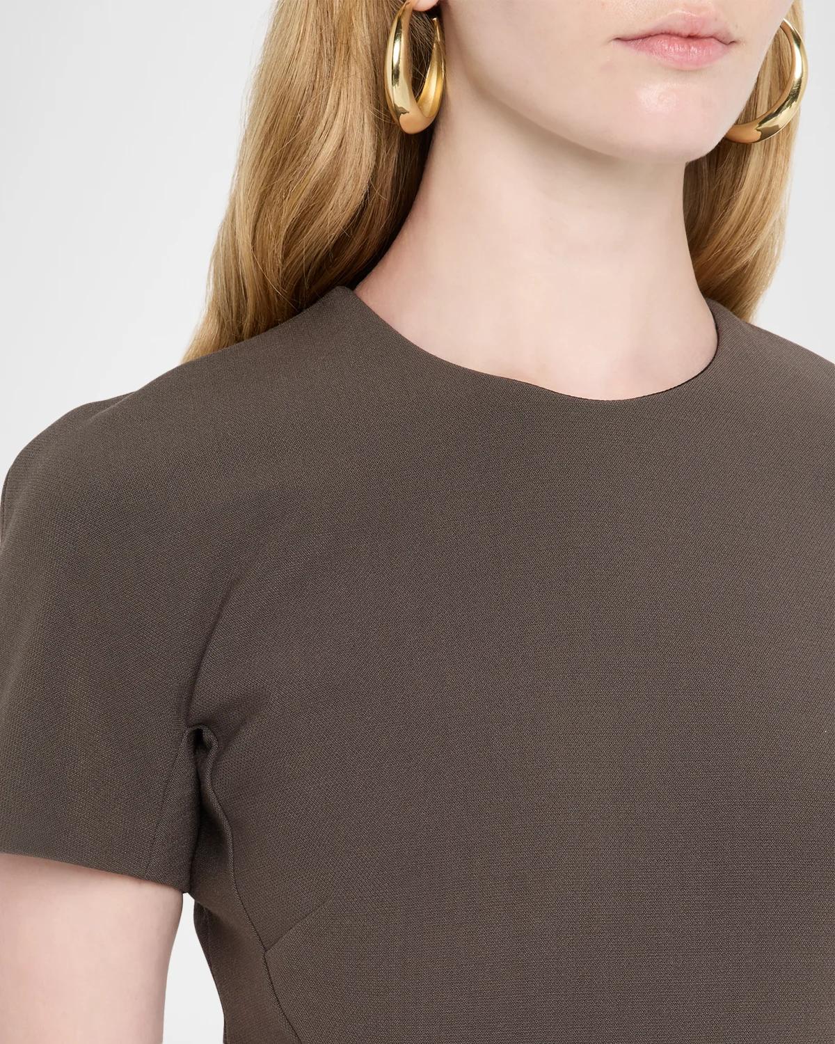 Claude Short-Sleeve Wool-Blend Midi Dress - thumbnail 5