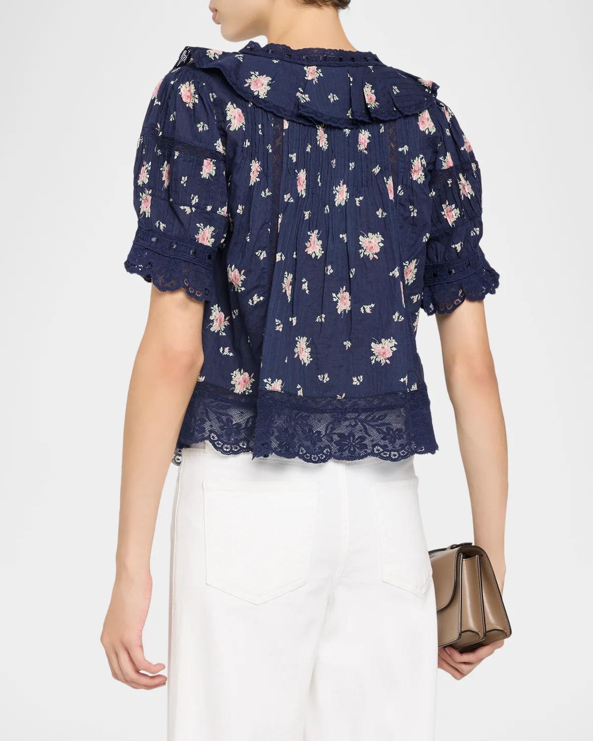 Romilly Floral Cotton Blouse - thumbnail 3