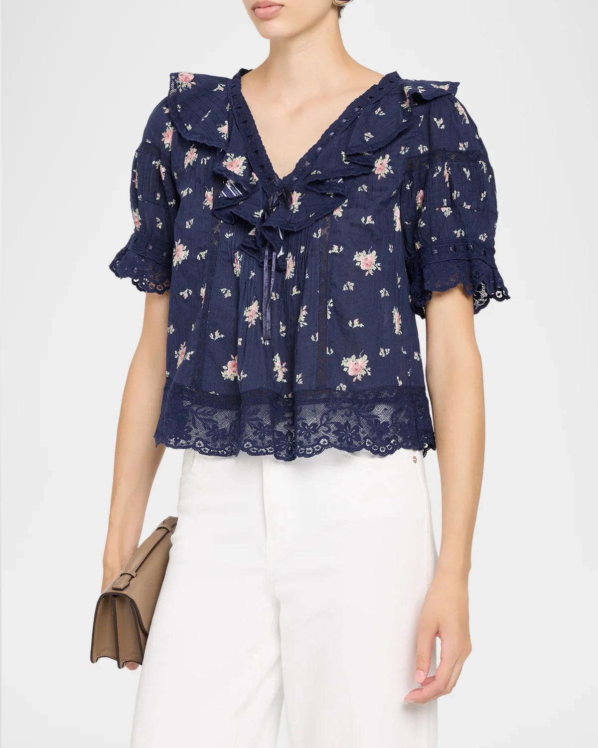 Romilly Floral Cotton Blouse - thumbnail 4