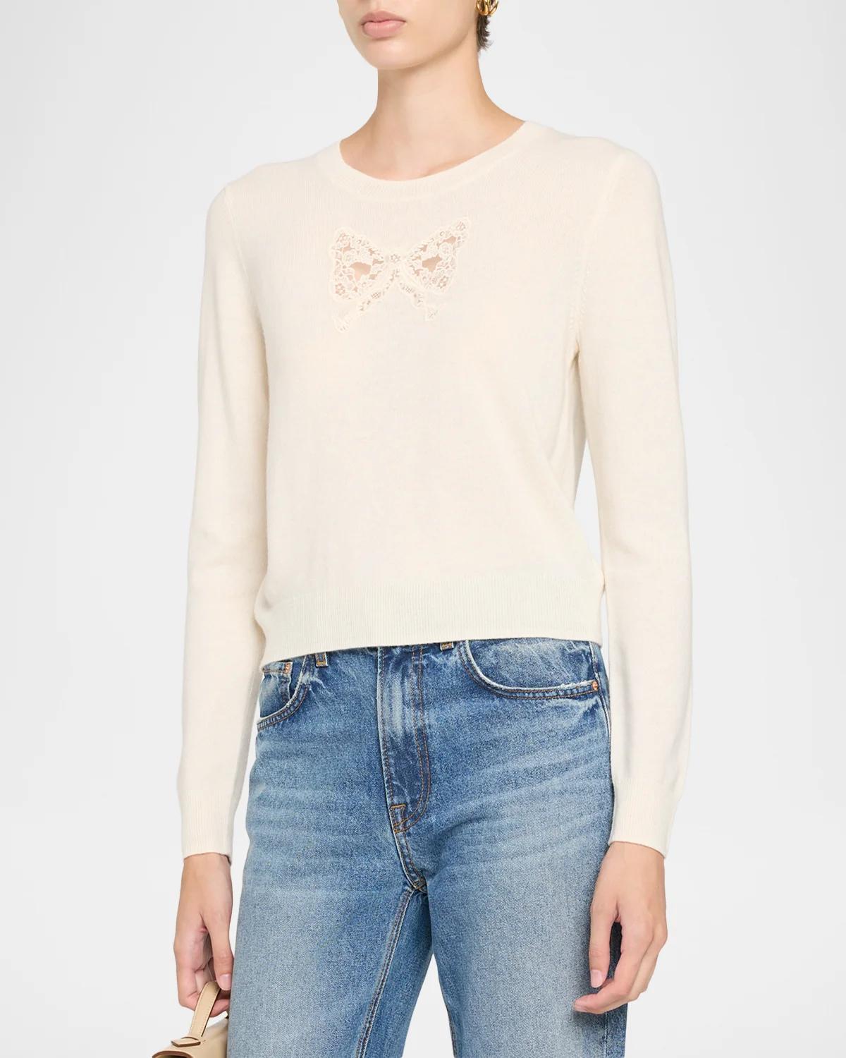 Mingley Lace Bow Wool-Cashmere Sweater - thumbnail 4