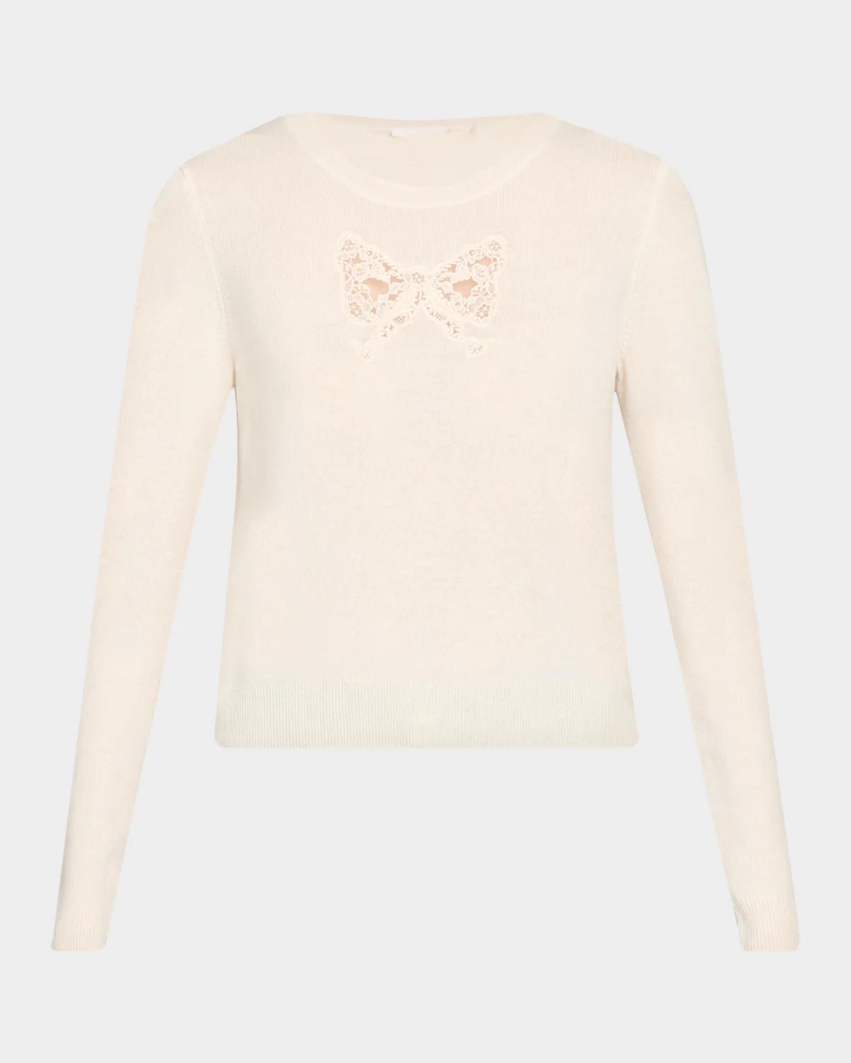 Mingley Lace Bow Wool-Cashmere Sweater