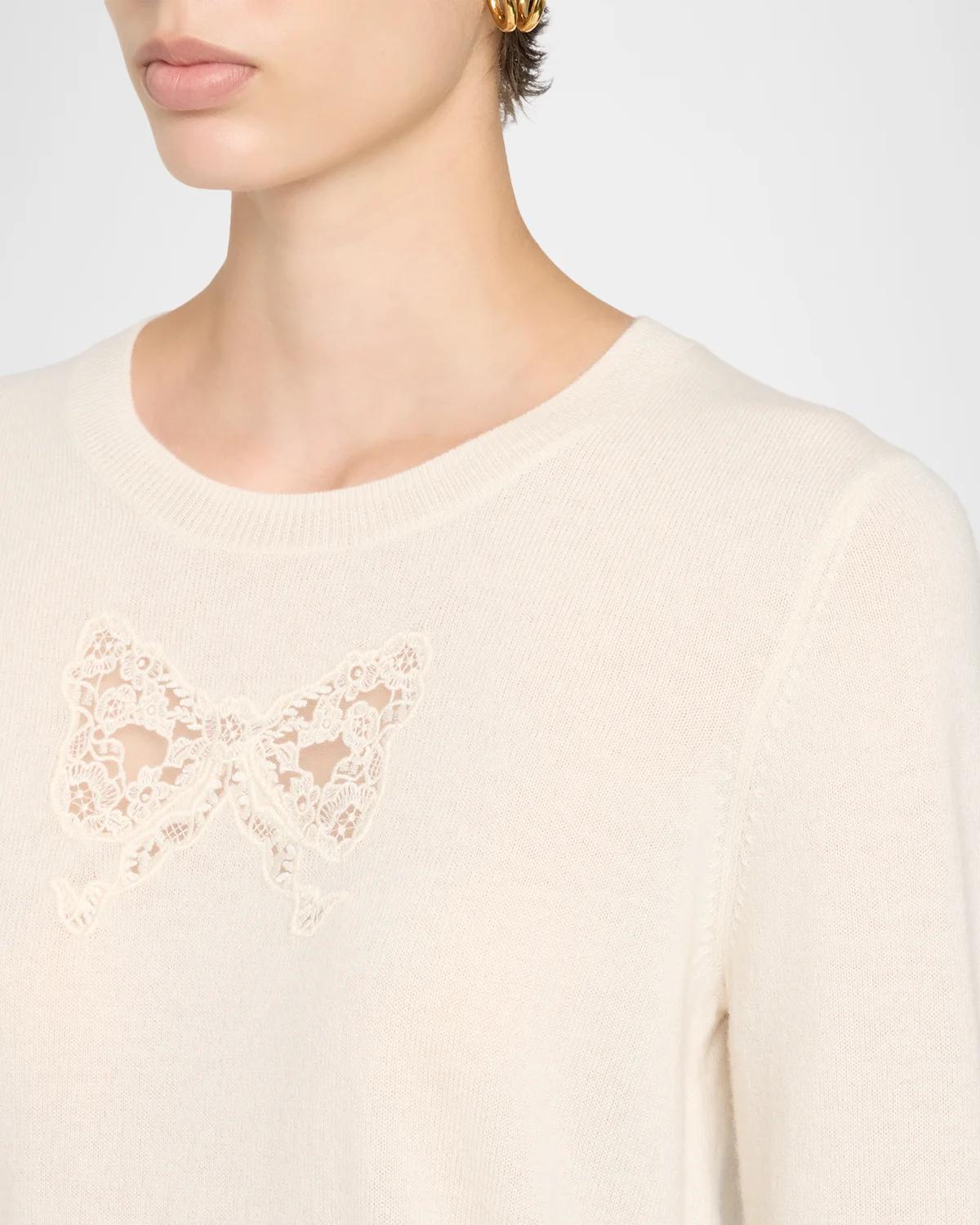 Mingley Lace Bow Wool-Cashmere Sweater - thumbnail 5