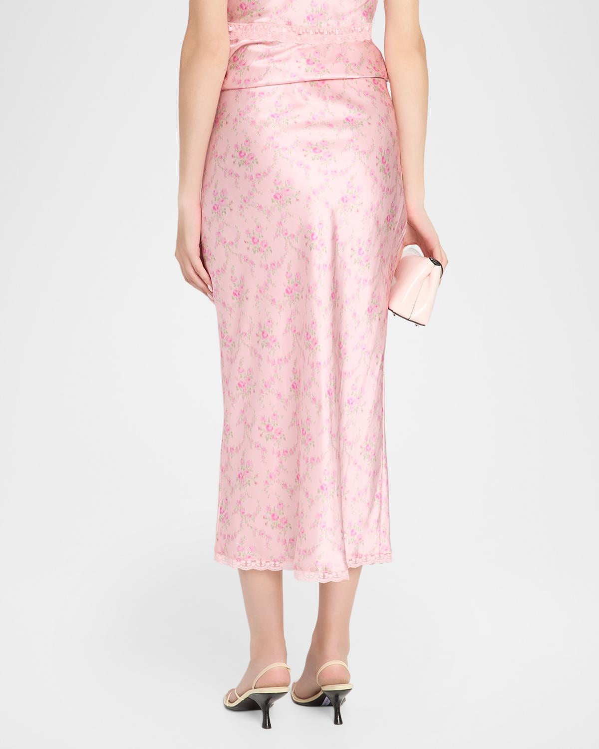 Castle Floral Satin Midi Skirt - thumbnail 3