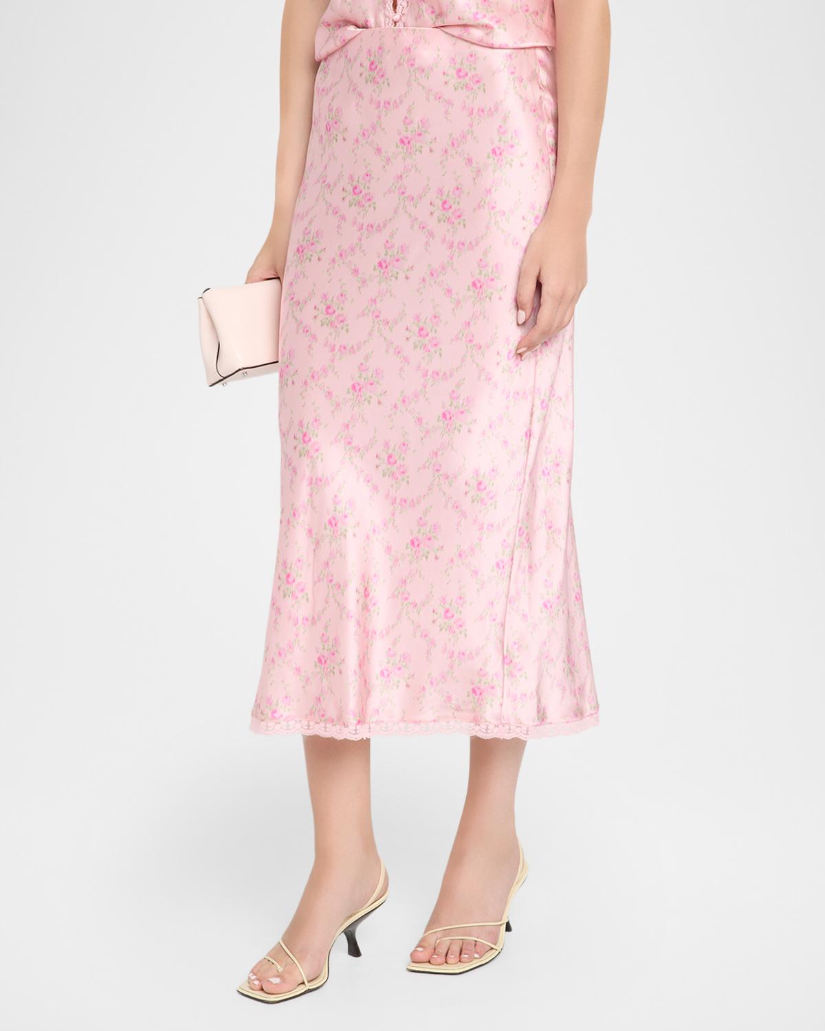 Castle Floral Satin Midi Skirt - thumbnail 4