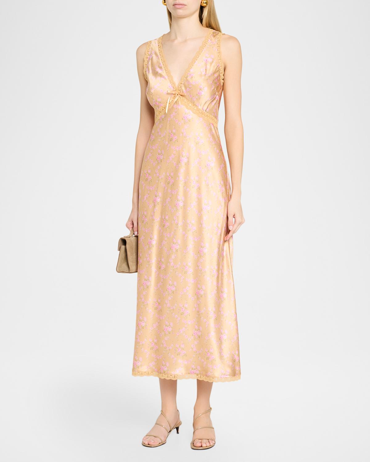 Nirelle Floral Satin Midi Dress - thumbnail 4