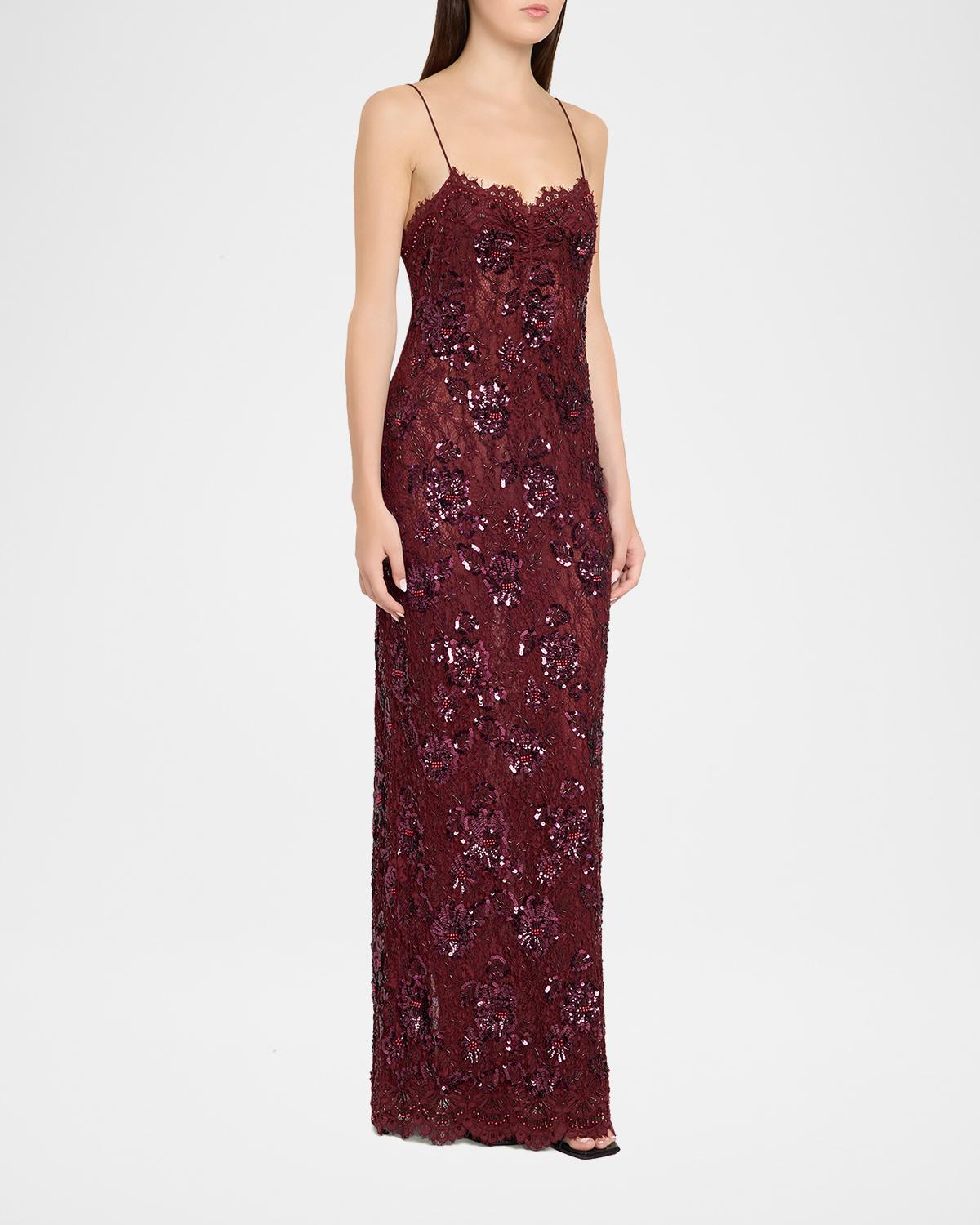 Ciona Embellished Floral Lace Maxi Dress - thumbnail 4