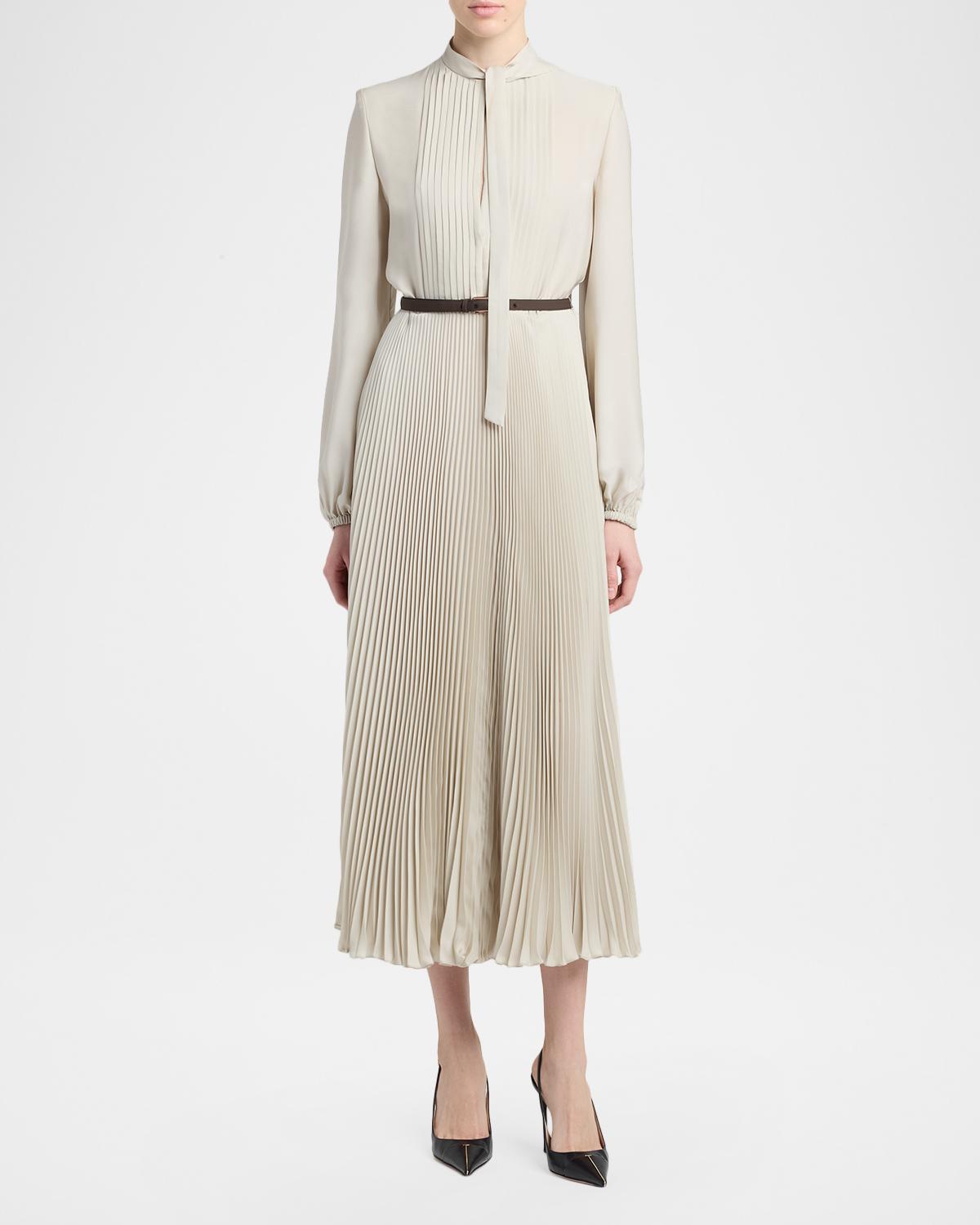 Viscose Crepe De Chine Pleated Dress - thumbnail 8