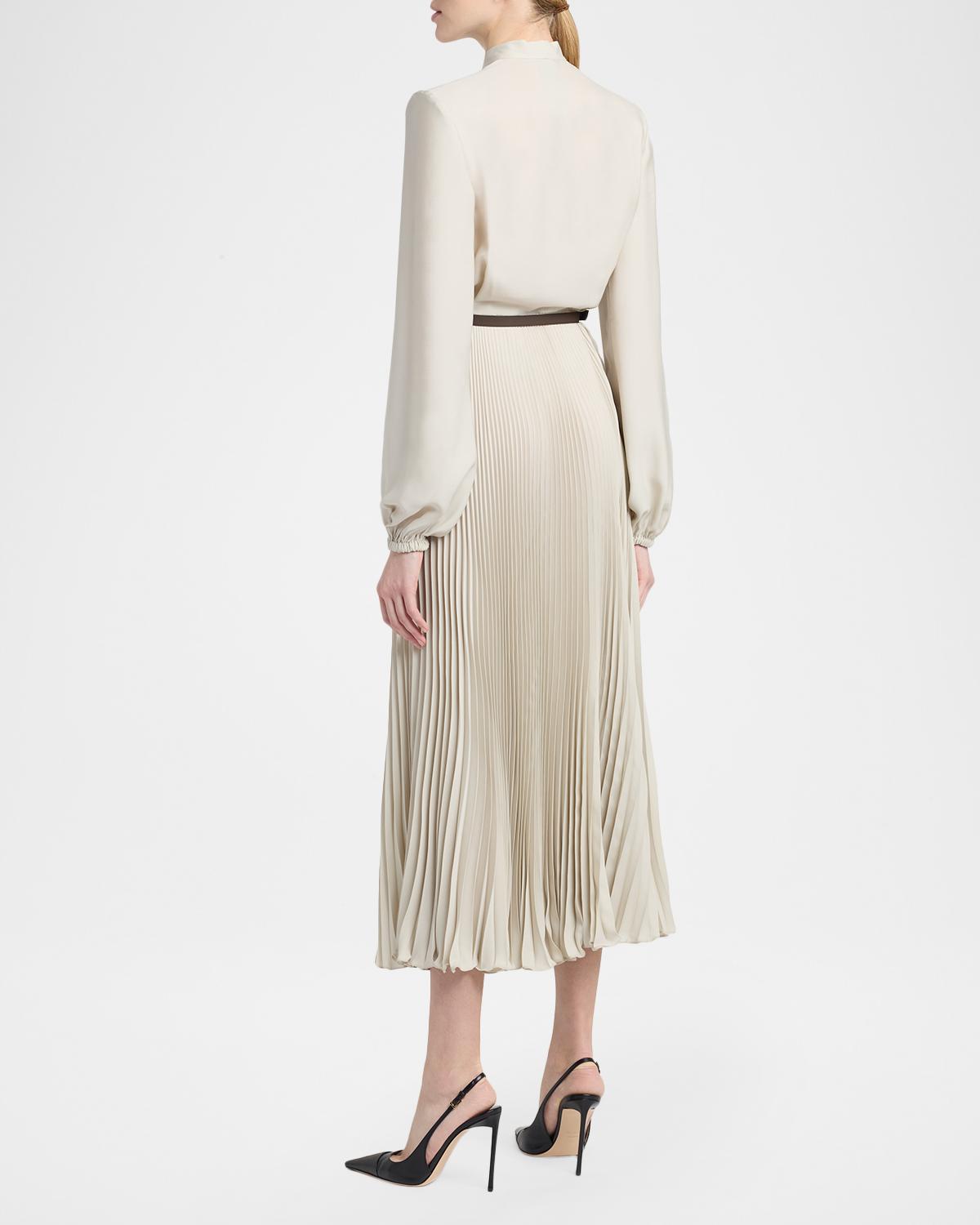 Viscose Crepe De Chine Pleated Dress - thumbnail 9