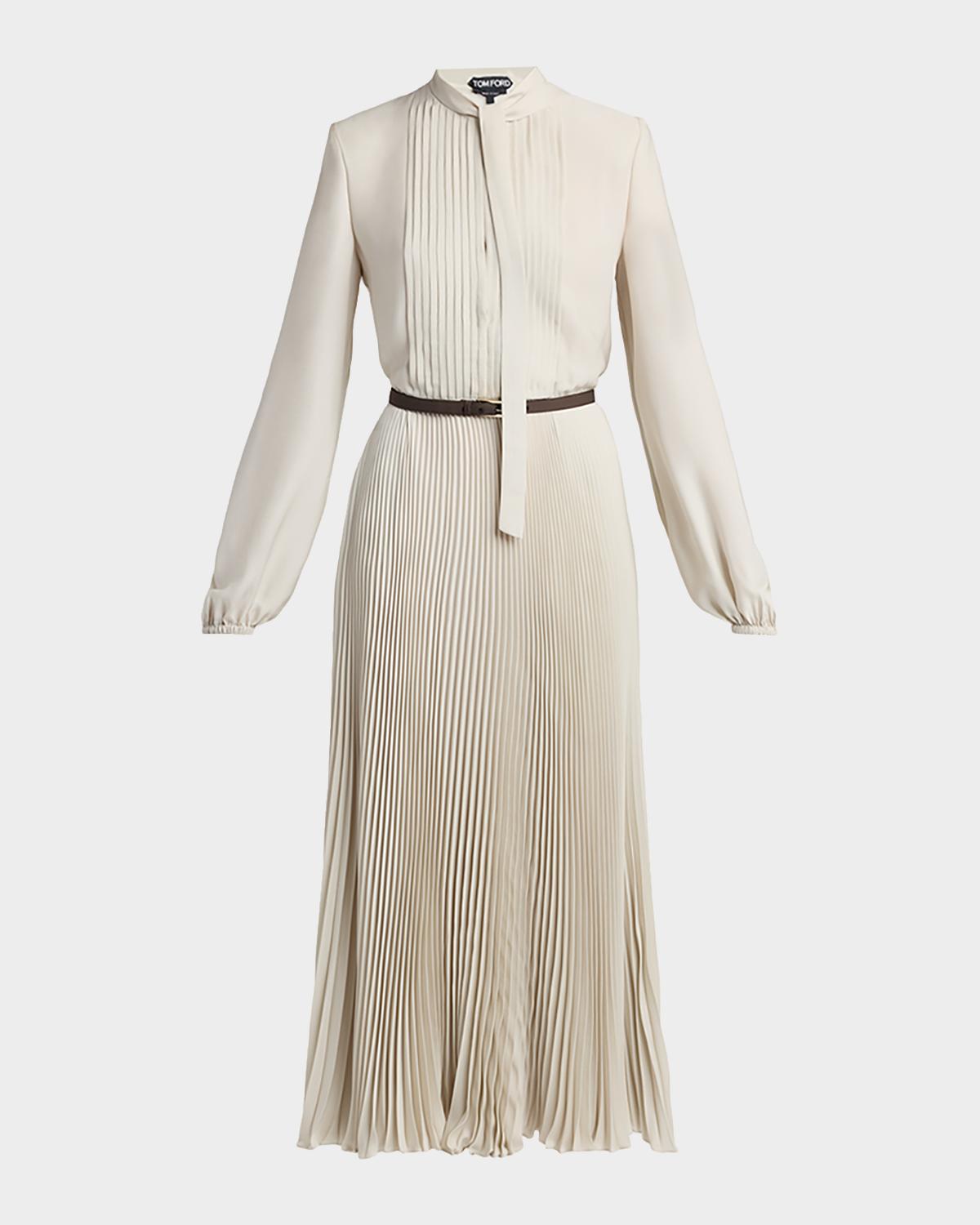 Viscose Crepe De Chine Pleated Dress - thumbnail 7