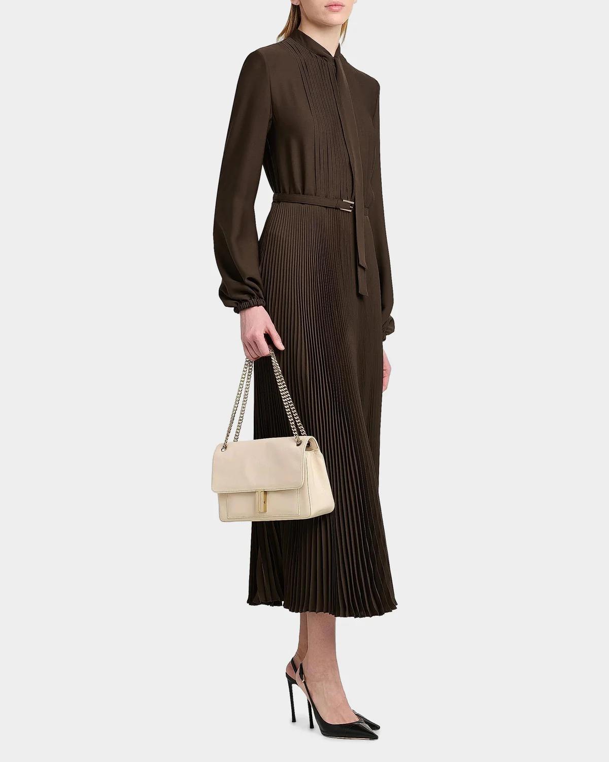 Viscose Crepe De Chine Pleated Dress - thumbnail 2