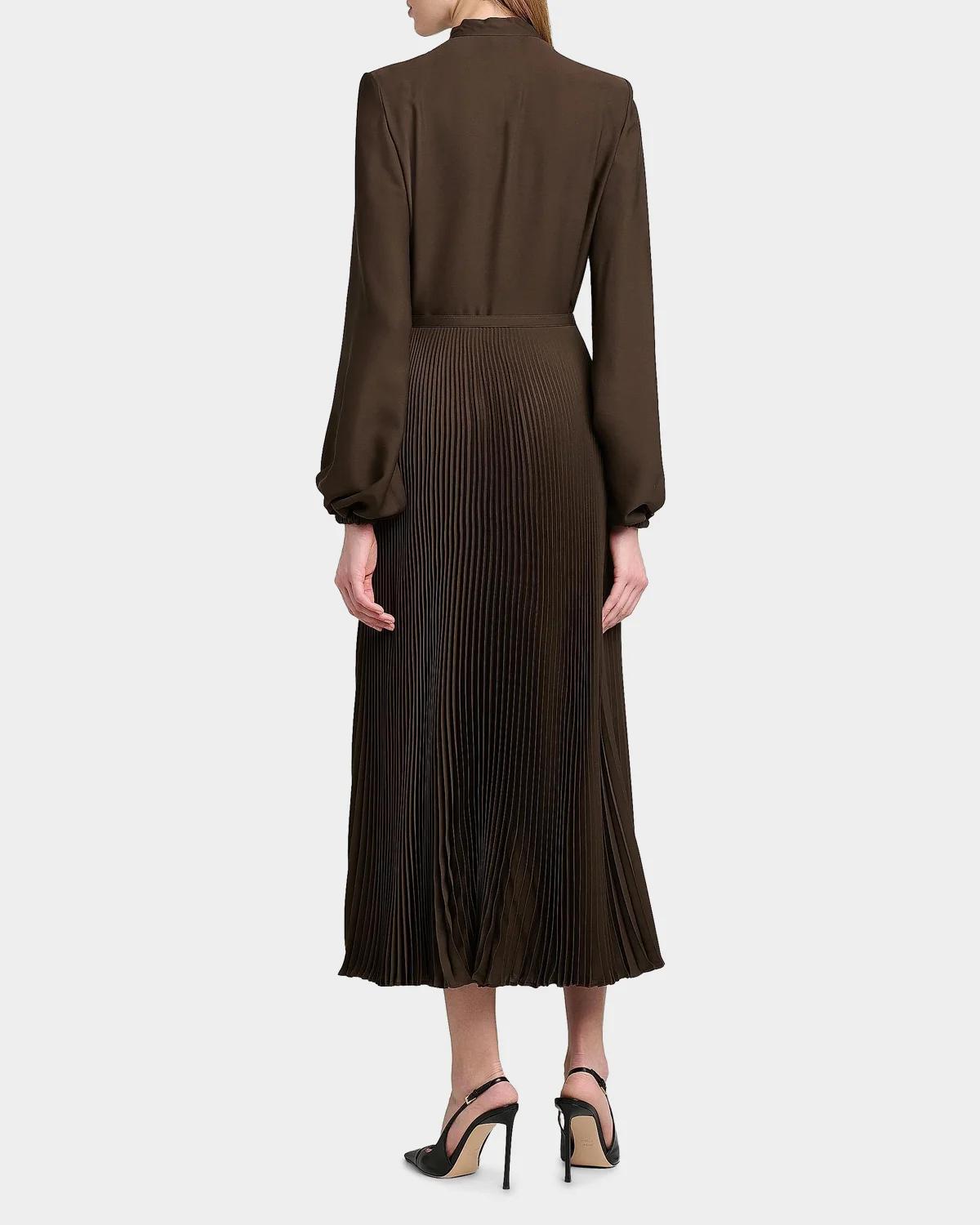 Viscose Crepe De Chine Pleated Dress - thumbnail 3