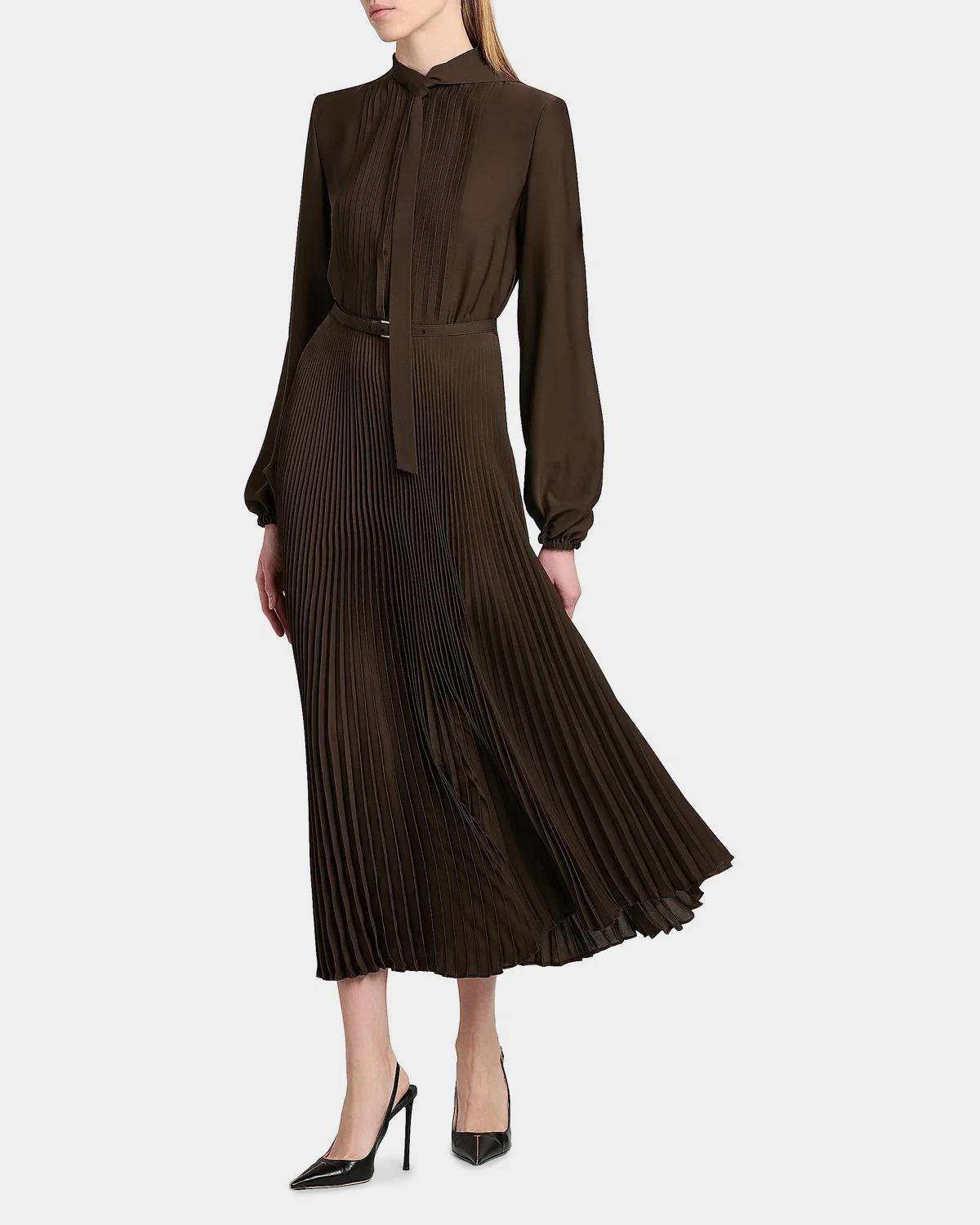 Viscose Crepe De Chine Pleated Dress - thumbnail 5