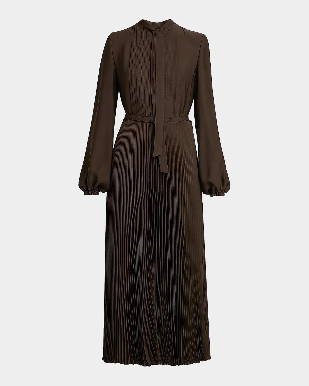 Viscose Crepe De Chine Pleated Dress