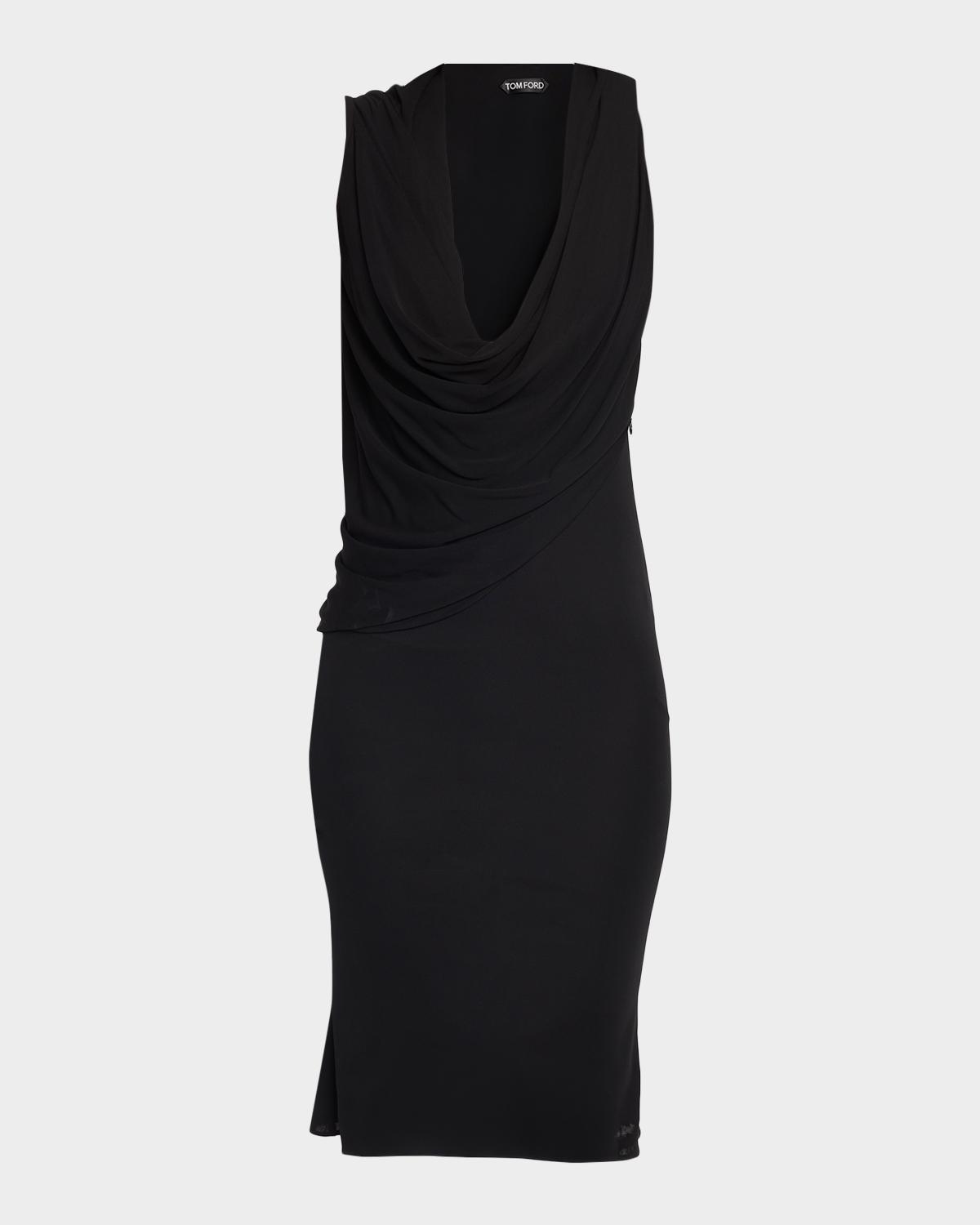 Crepe Jersey Cowl-Neck Dress