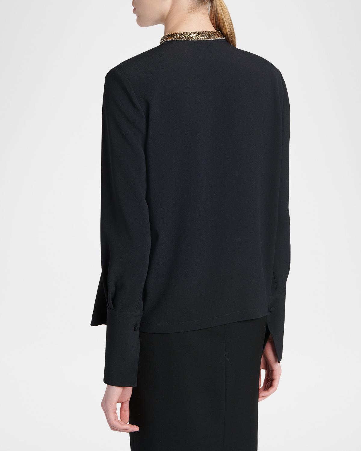 Embellished-Collar Long-Sleeve Top - thumbnail 3