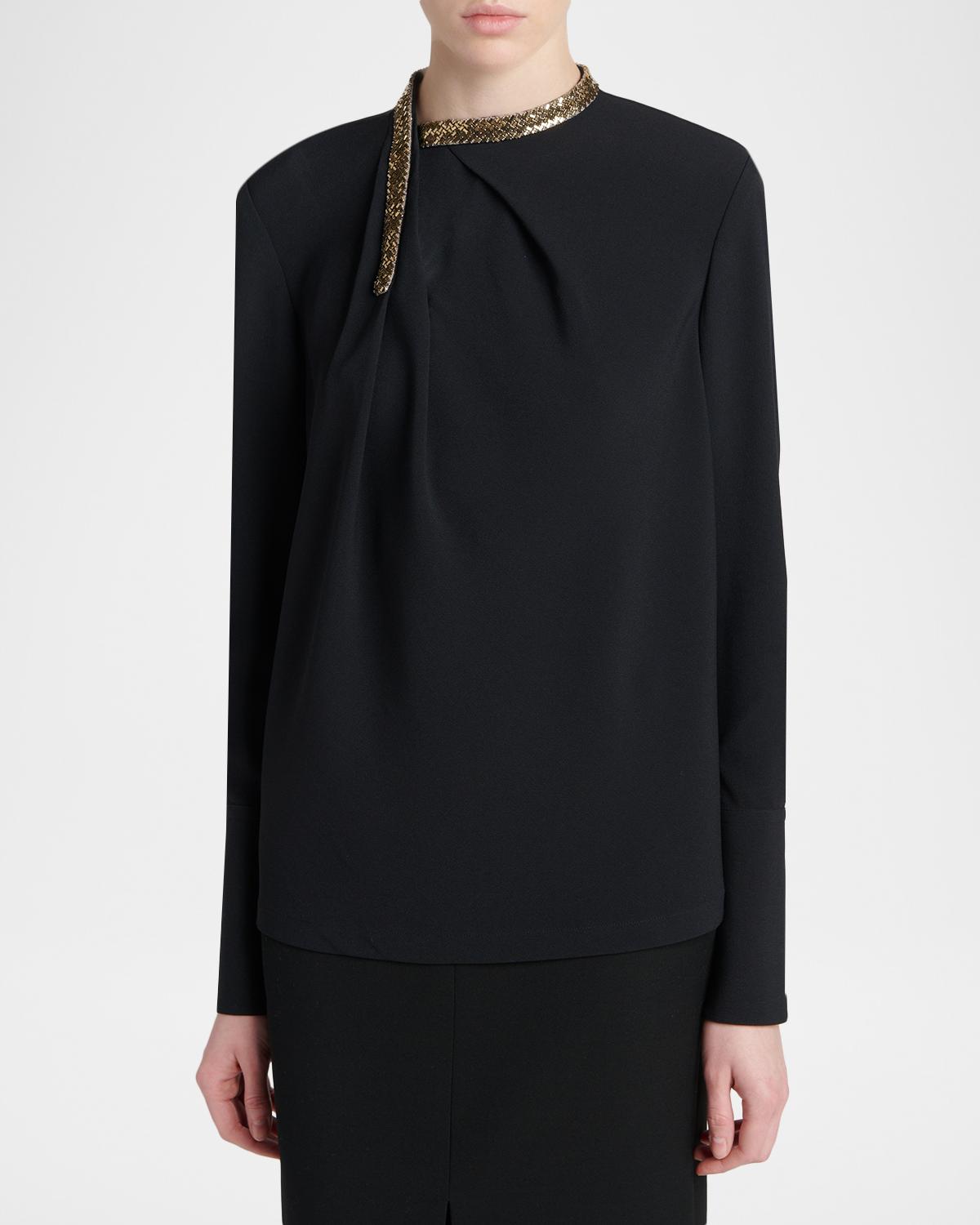 Embellished-Collar Long-Sleeve Top - thumbnail 4
