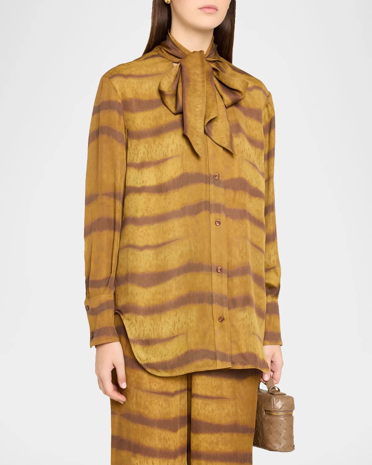 The Silk Oversized Tie-Neck Shirt - thumbnail 4