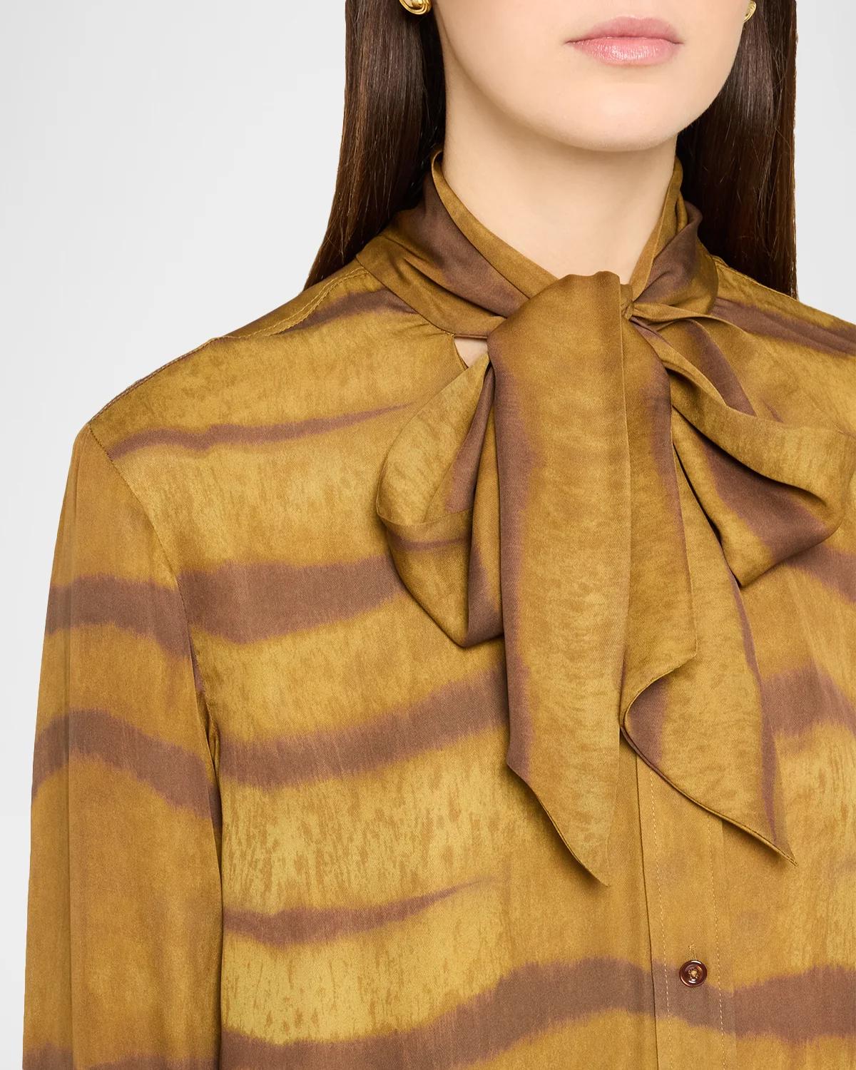 The Silk Oversized Tie-Neck Shirt - thumbnail 5