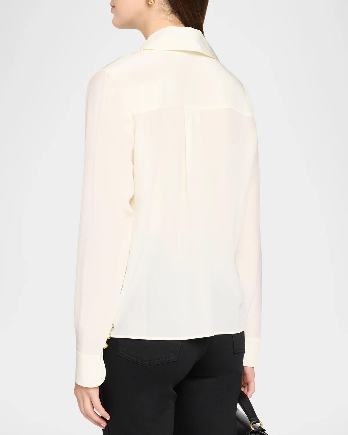 Point Collar Silk Shirt - thumbnail 3