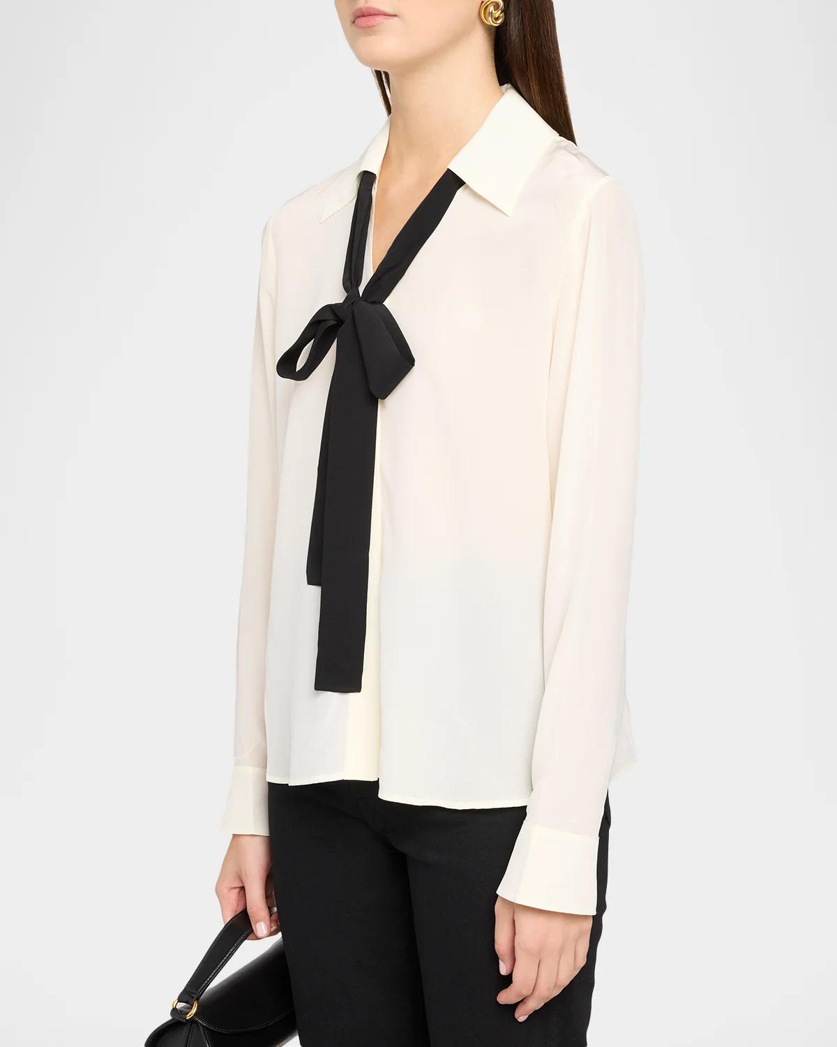 Point Collar Silk Shirt - thumbnail 4