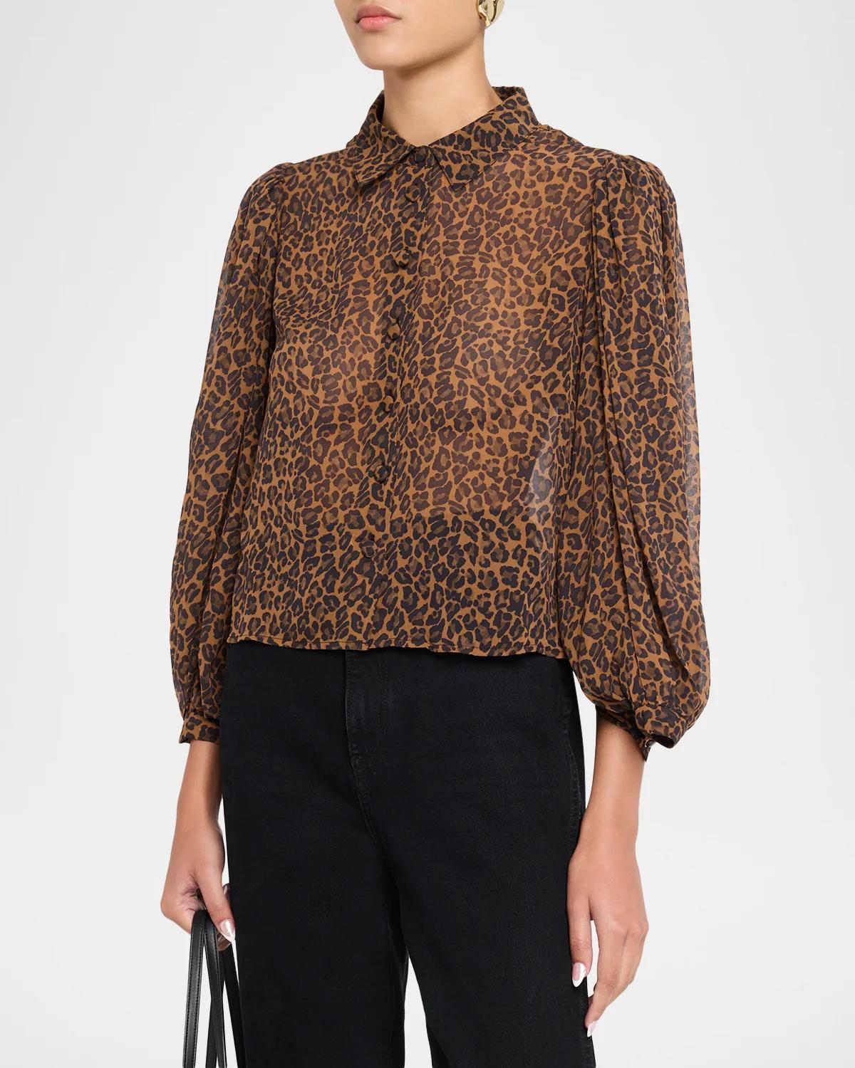 The Silk Prairie Leopard Blouse - thumbnail 4
