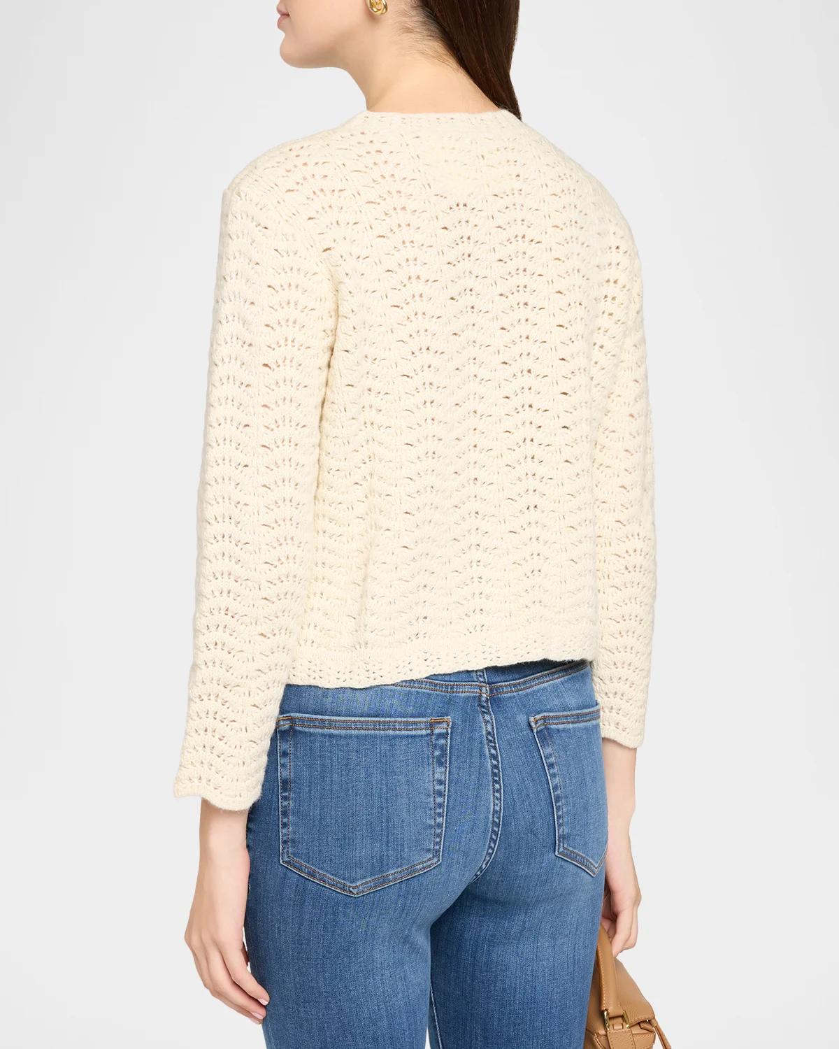 The Chevron Pointelle Knit Cardigan - thumbnail 3
