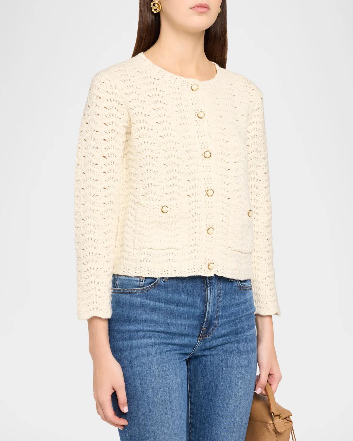The Chevron Pointelle Knit Cardigan - thumbnail 4