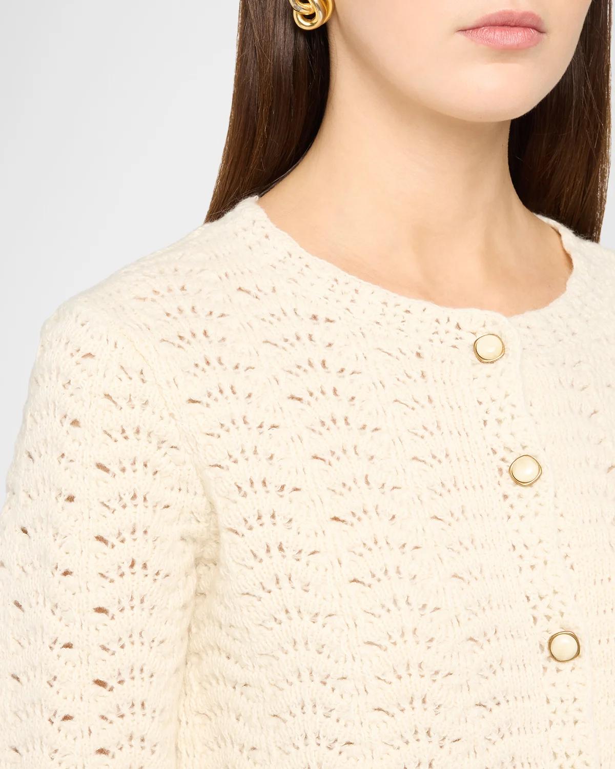 The Chevron Pointelle Knit Cardigan - thumbnail 5