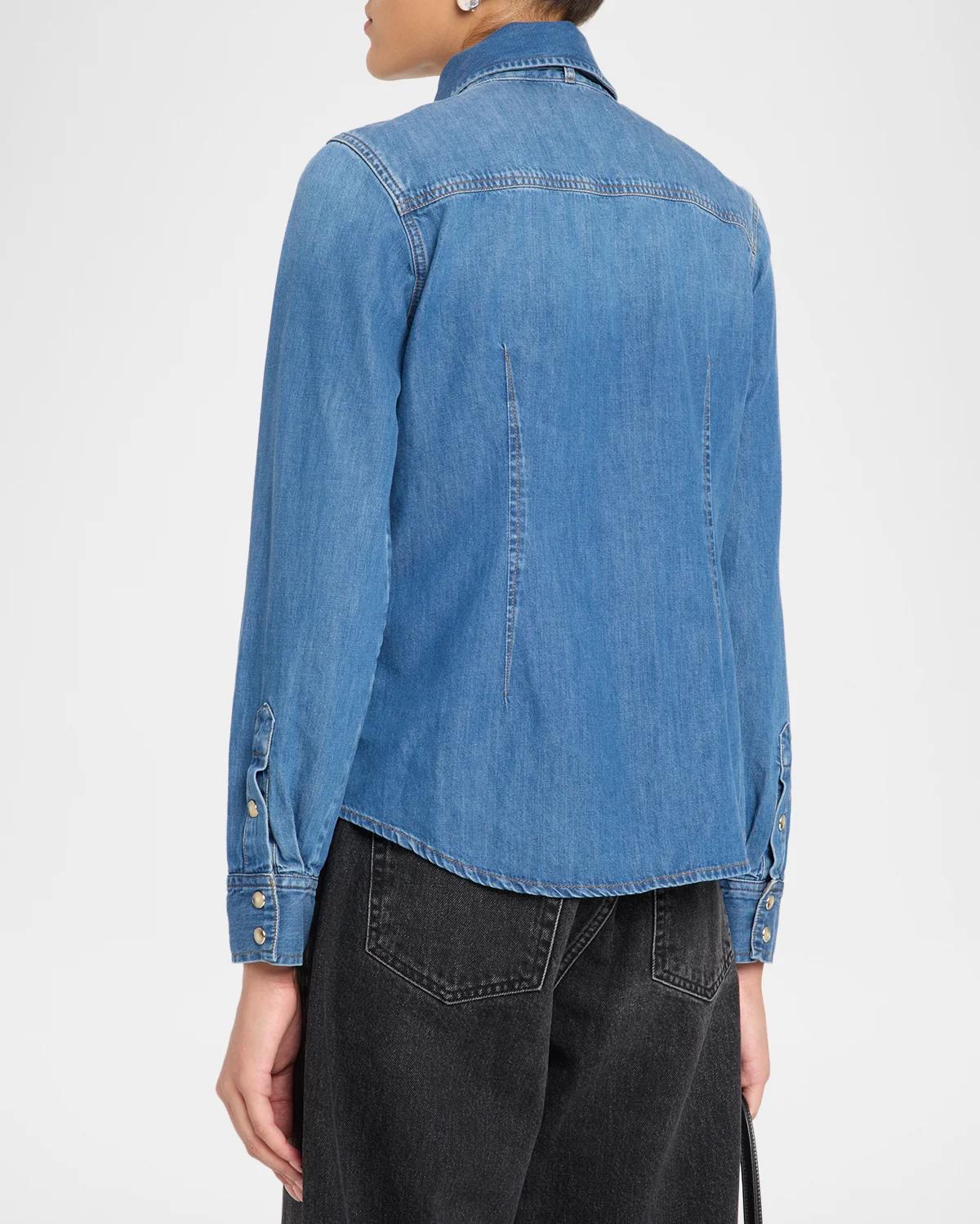 The Clementine Denim Tie-Neck Shirt - thumbnail 3