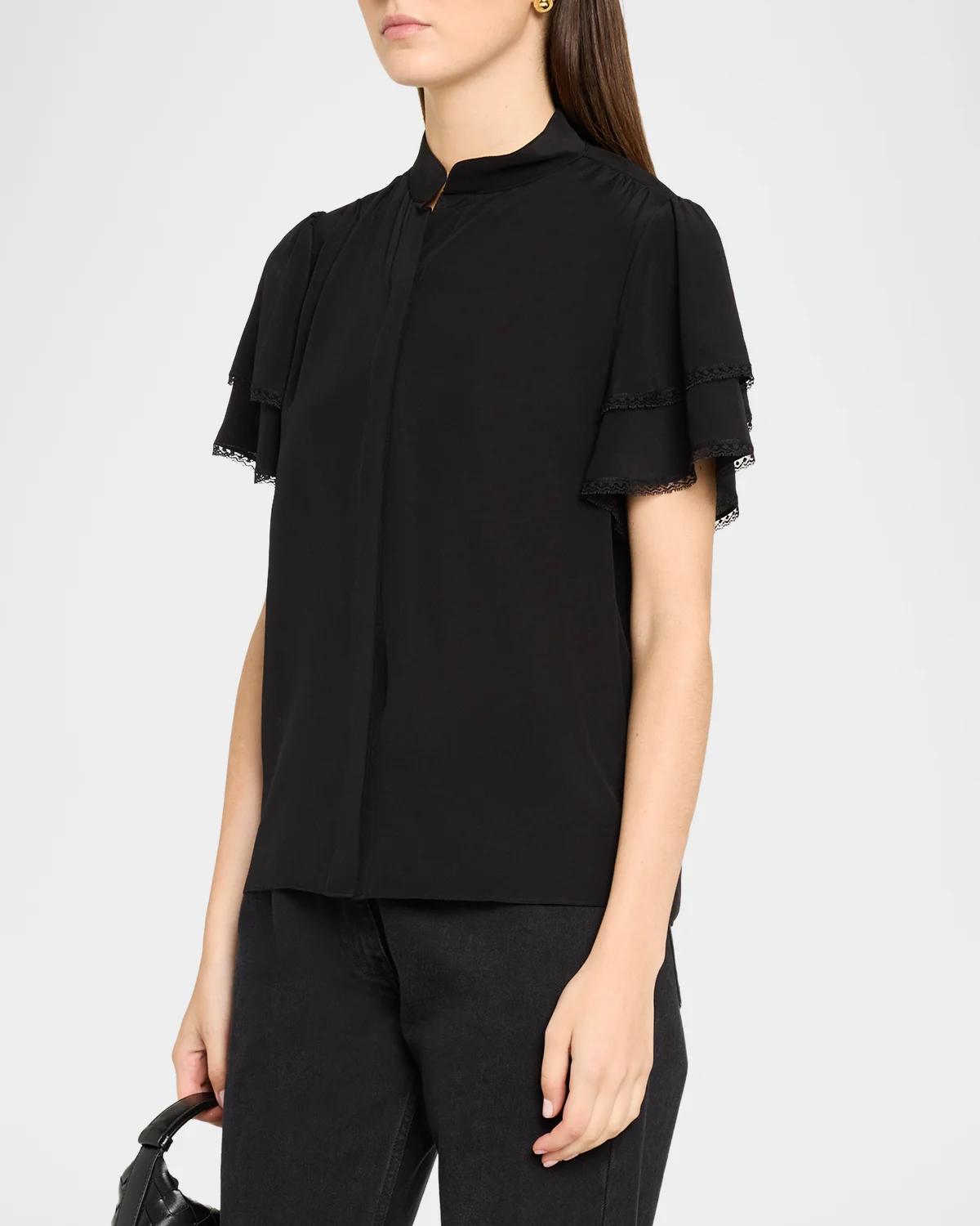 Arcadia Silk Short-Sleeve Top - thumbnail 4