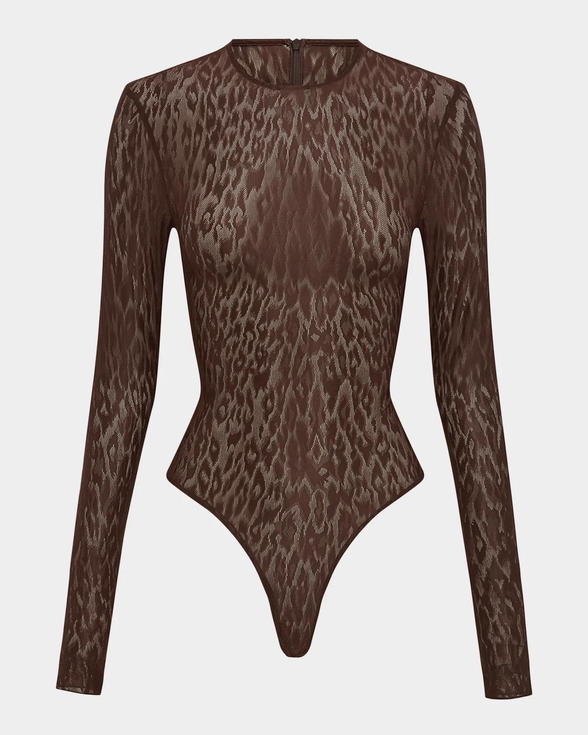 Animal Print Long-Sleeve Bodysuit