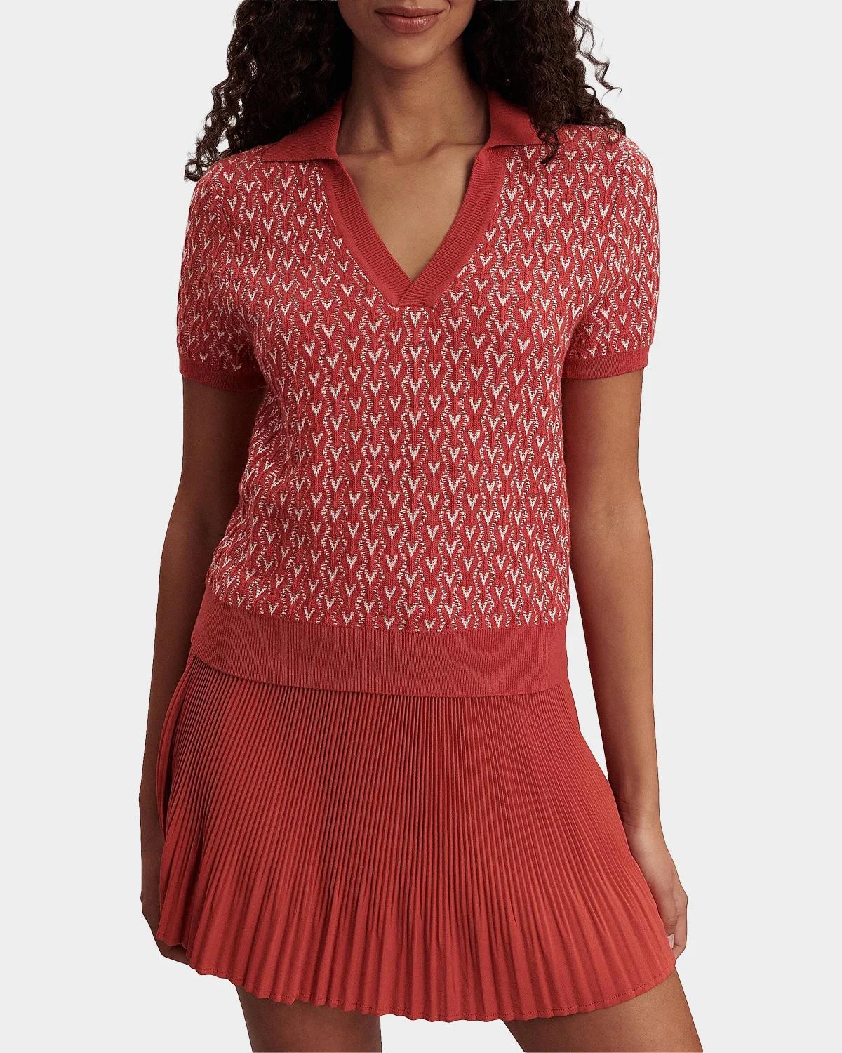 Ezrella Geometric Cotton-Blend Polo Shirt - thumbnail 4