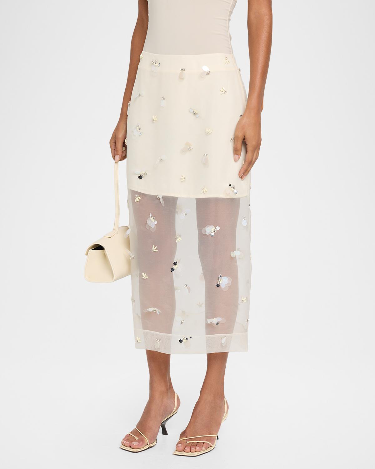 Delilah Embellished Tulle Midi Skirt - thumbnail 4