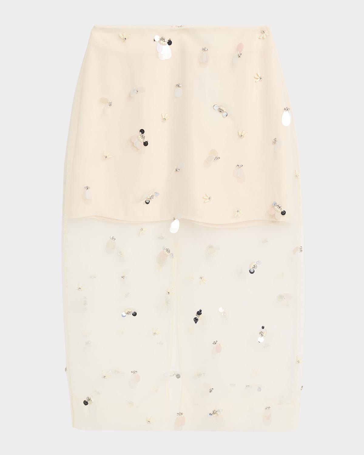 Delilah Embellished Tulle Midi Skirt