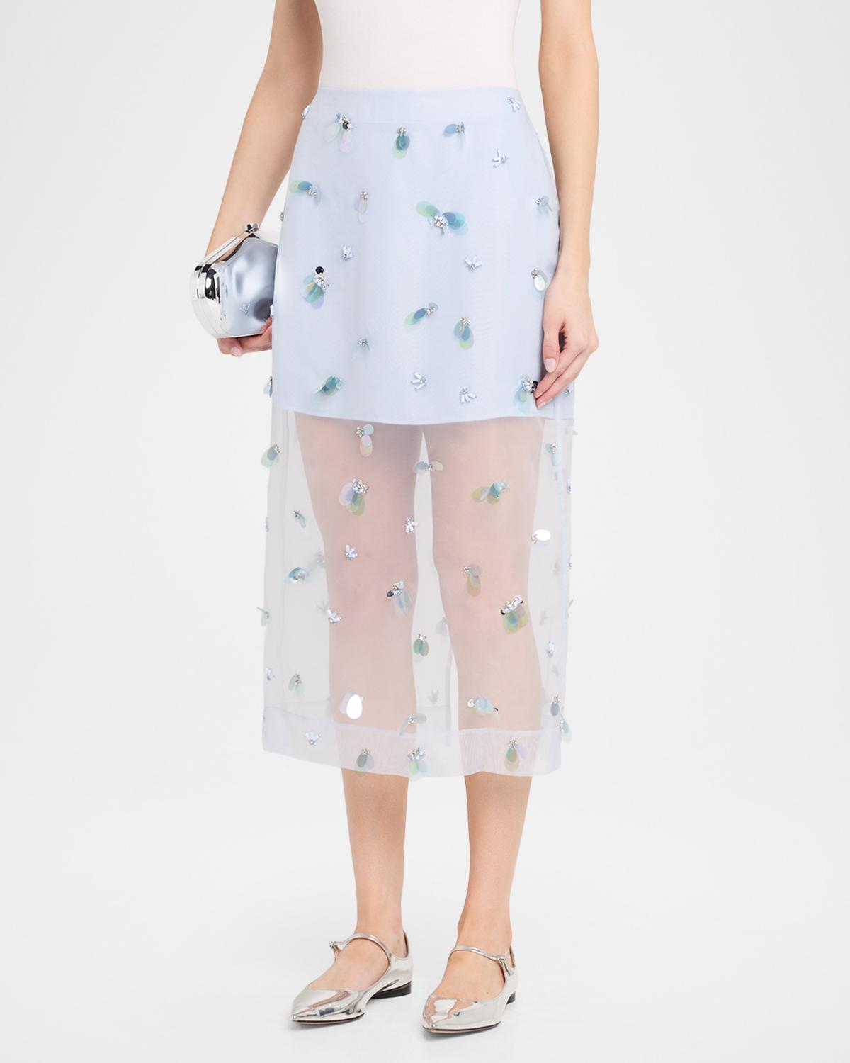 Delilah Embellished Tulle Midi Skirt - thumbnail 9