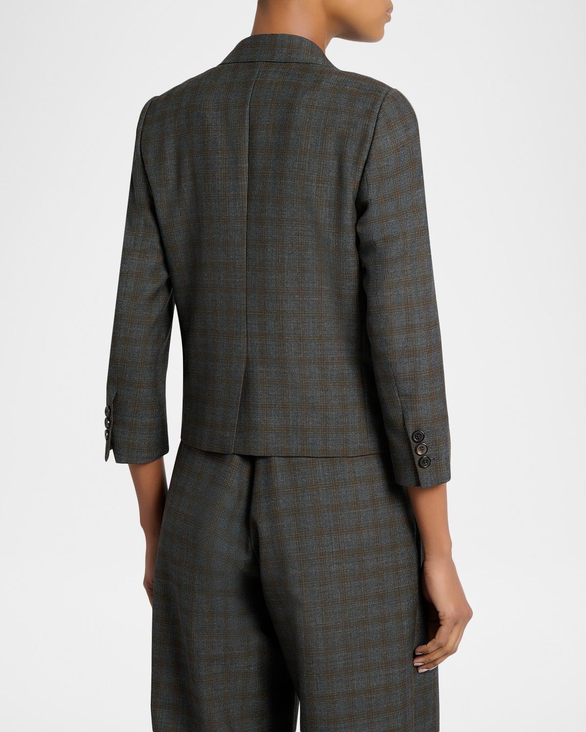 Check Single-Breasted Shrunken Jacket - thumbnail 3