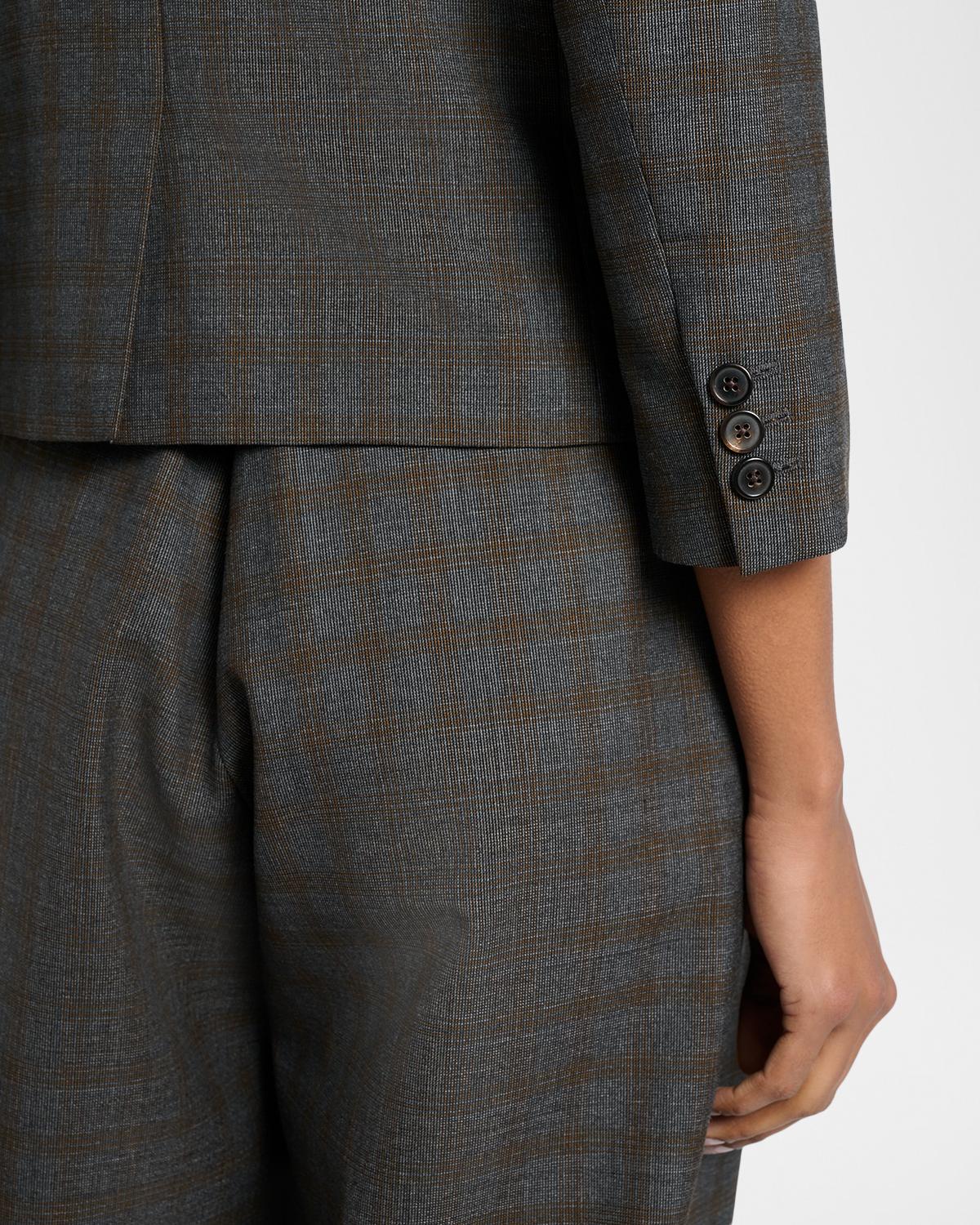 Check Single-Breasted Shrunken Jacket - thumbnail 5