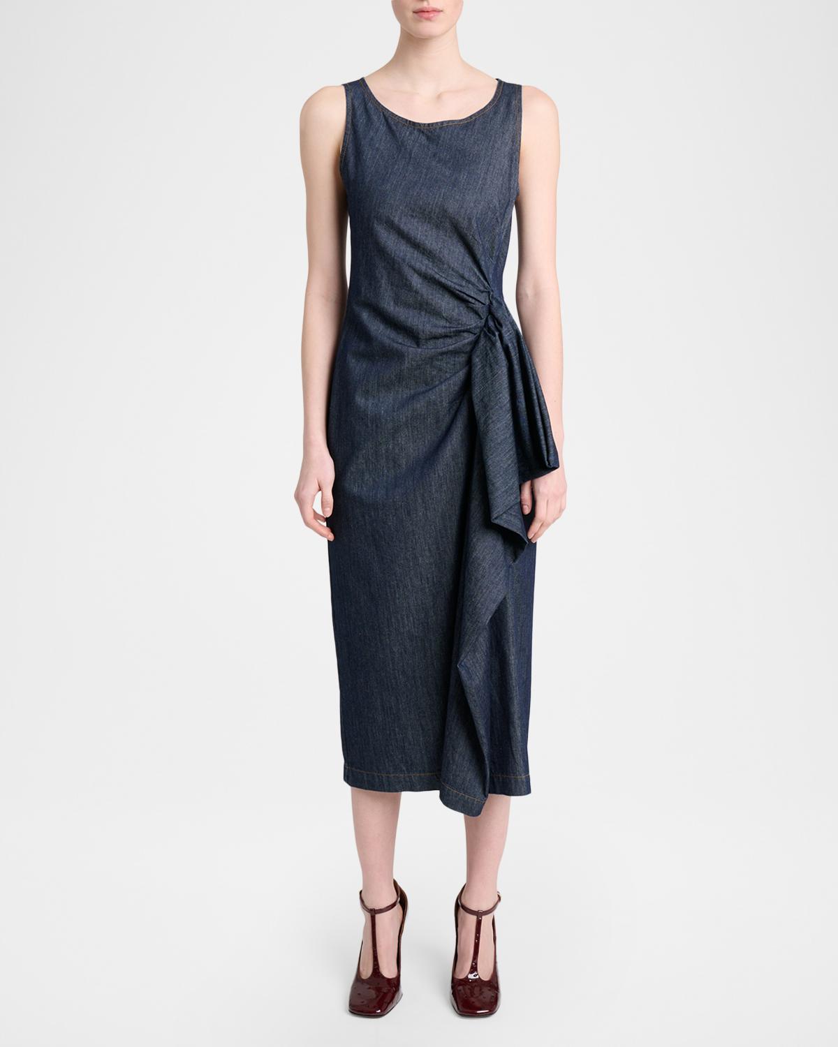 Dropps Denim Ruffle Sleeveless Midi Dress - thumbnail 2