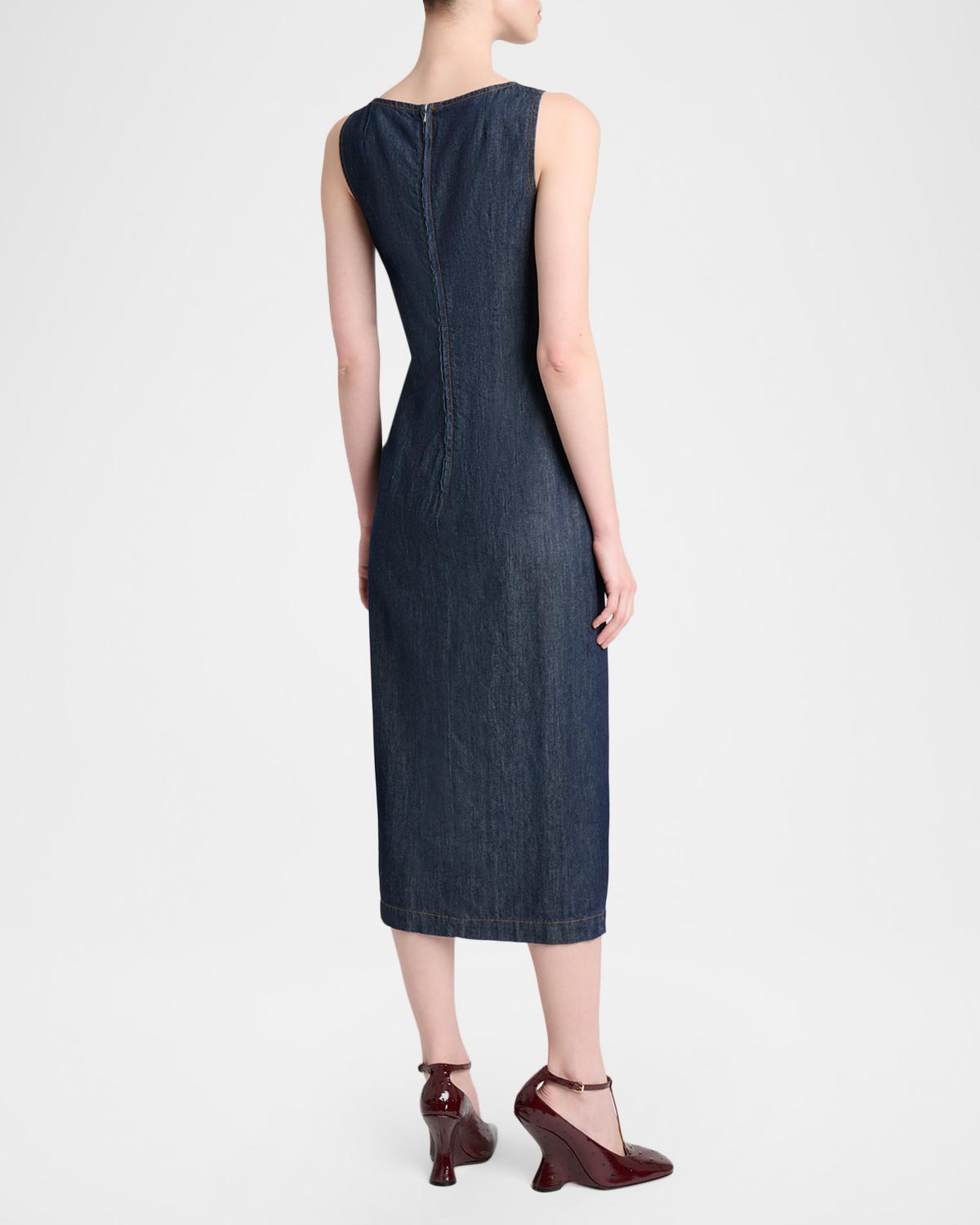 Dropps Denim Ruffle Sleeveless Midi Dress - thumbnail 3
