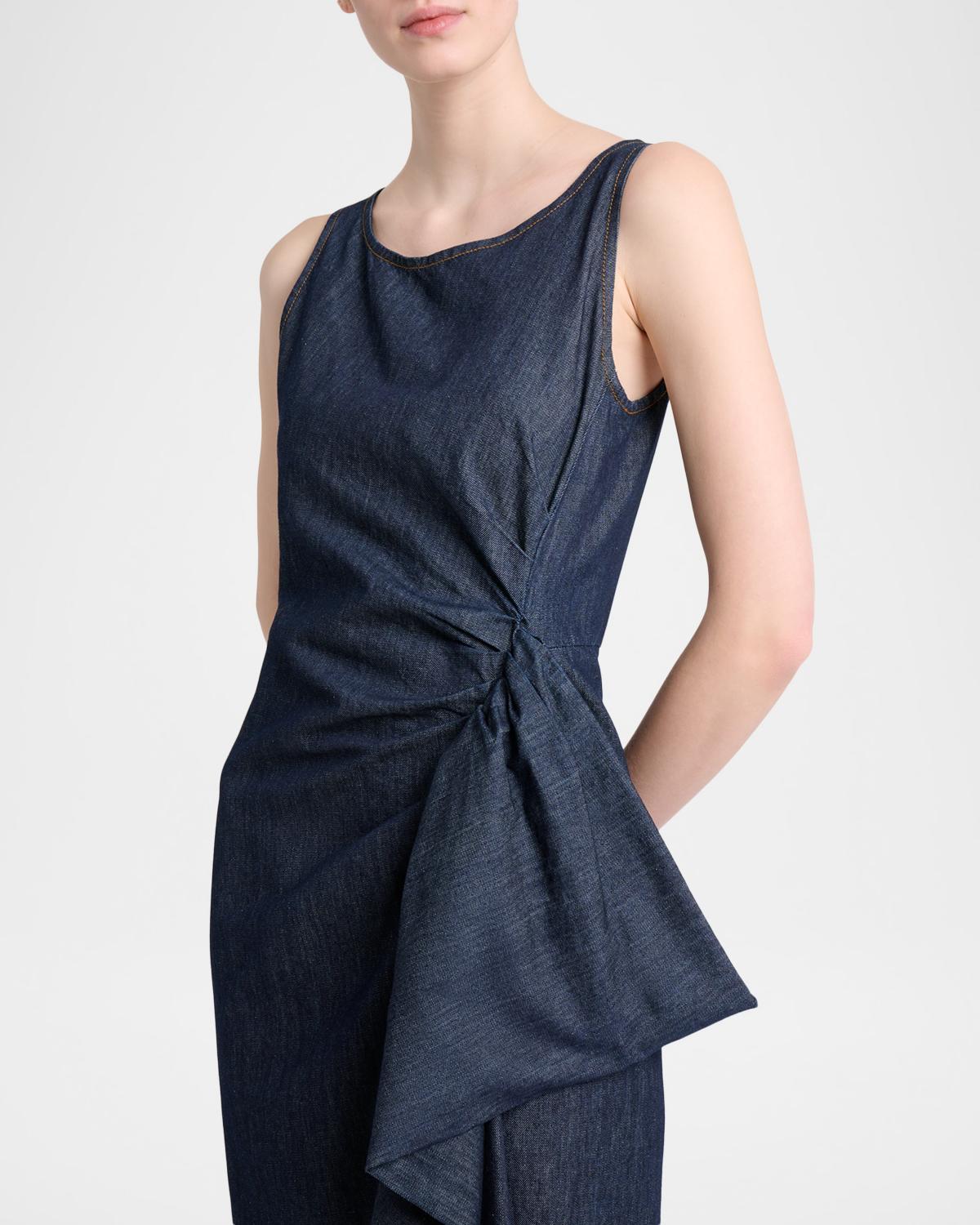 Dropps Denim Ruffle Sleeveless Midi Dress - thumbnail 5