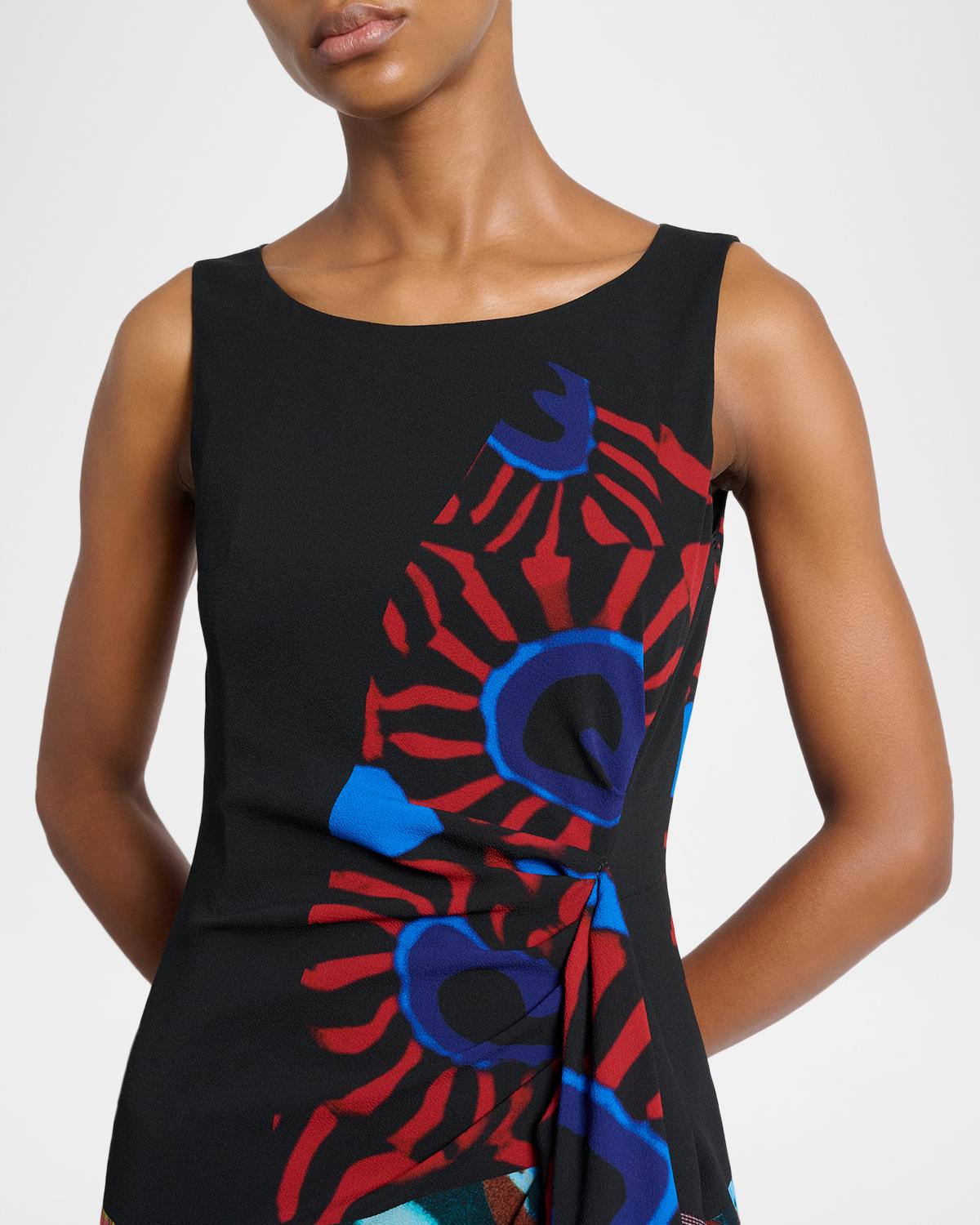 Dropps Patchwork Ruffle Sleeveless Midi Dress - thumbnail 5