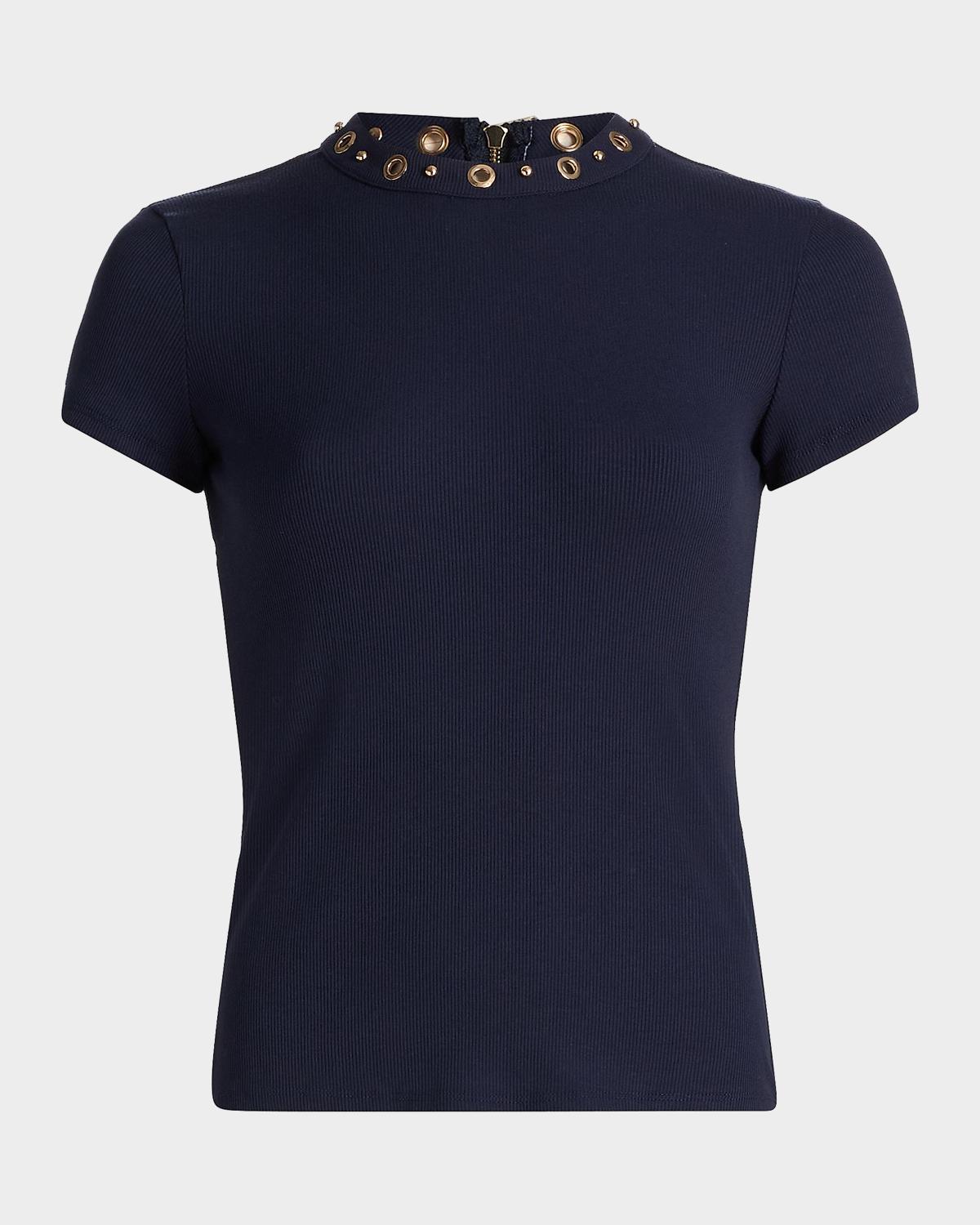 Tate Grommet Rib-Knit Top