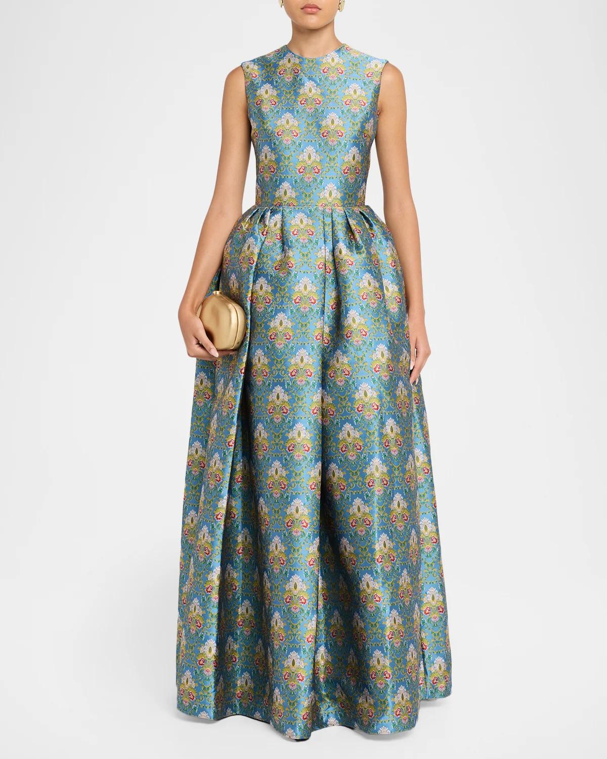 Sleeveless Metallic Brocade Ball Gown - thumbnail 2