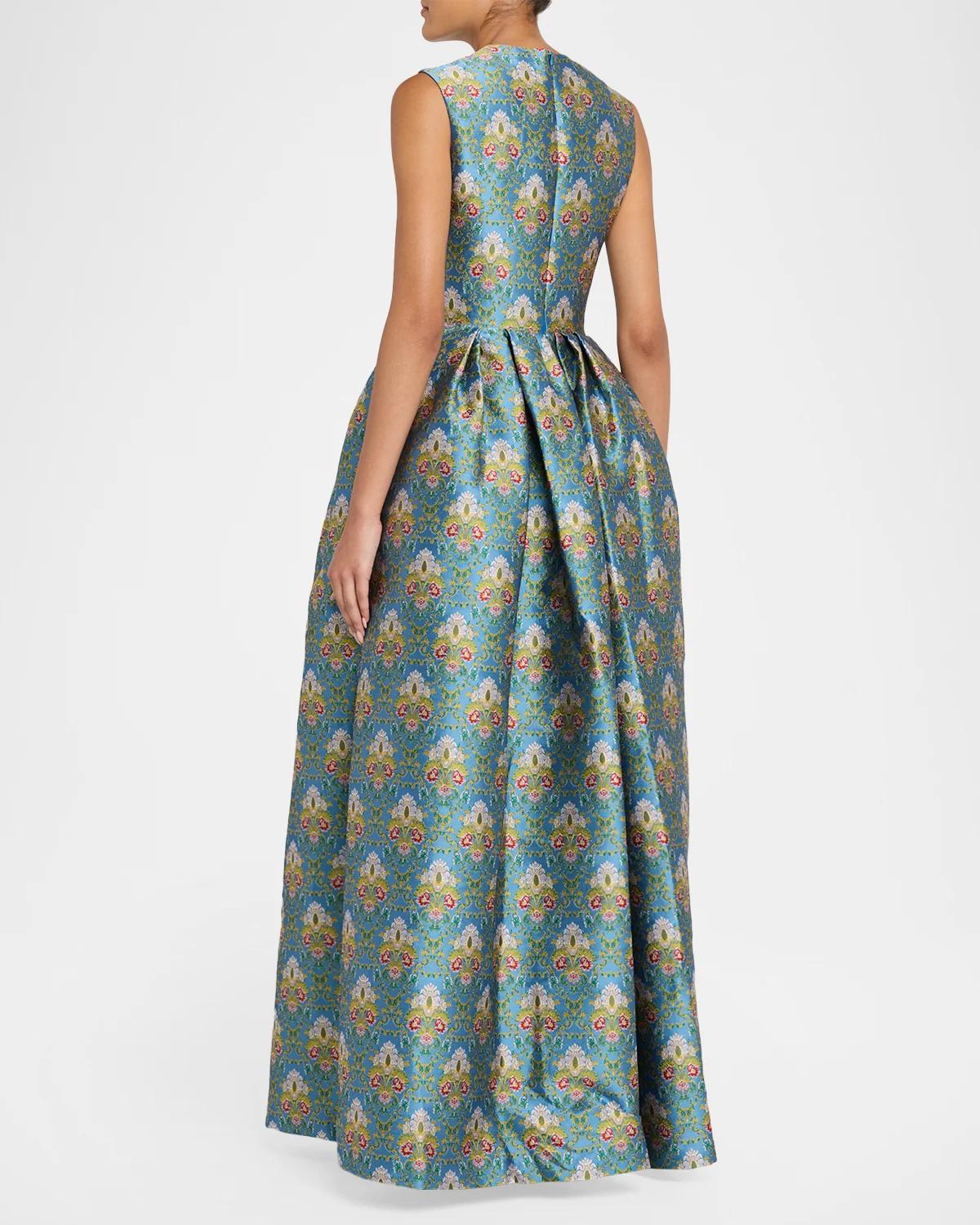 Sleeveless Metallic Brocade Ball Gown - thumbnail 3