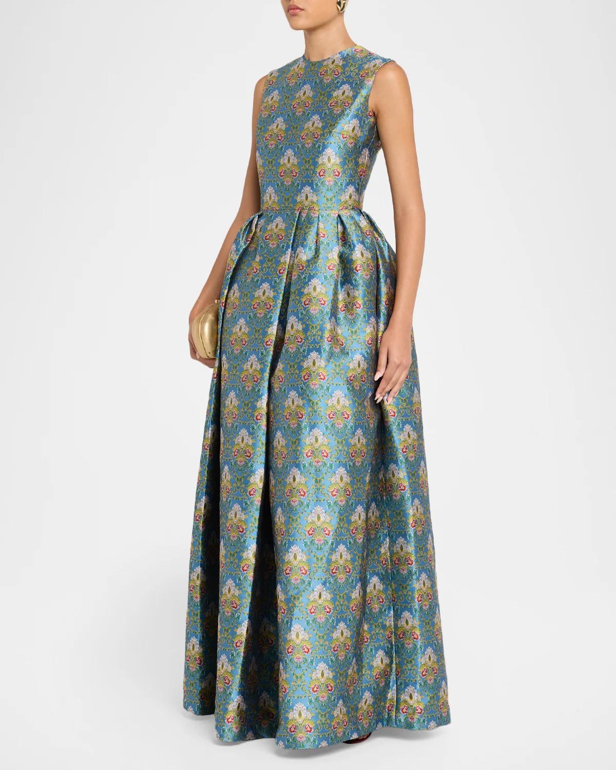 Sleeveless Metallic Brocade Ball Gown - thumbnail 4