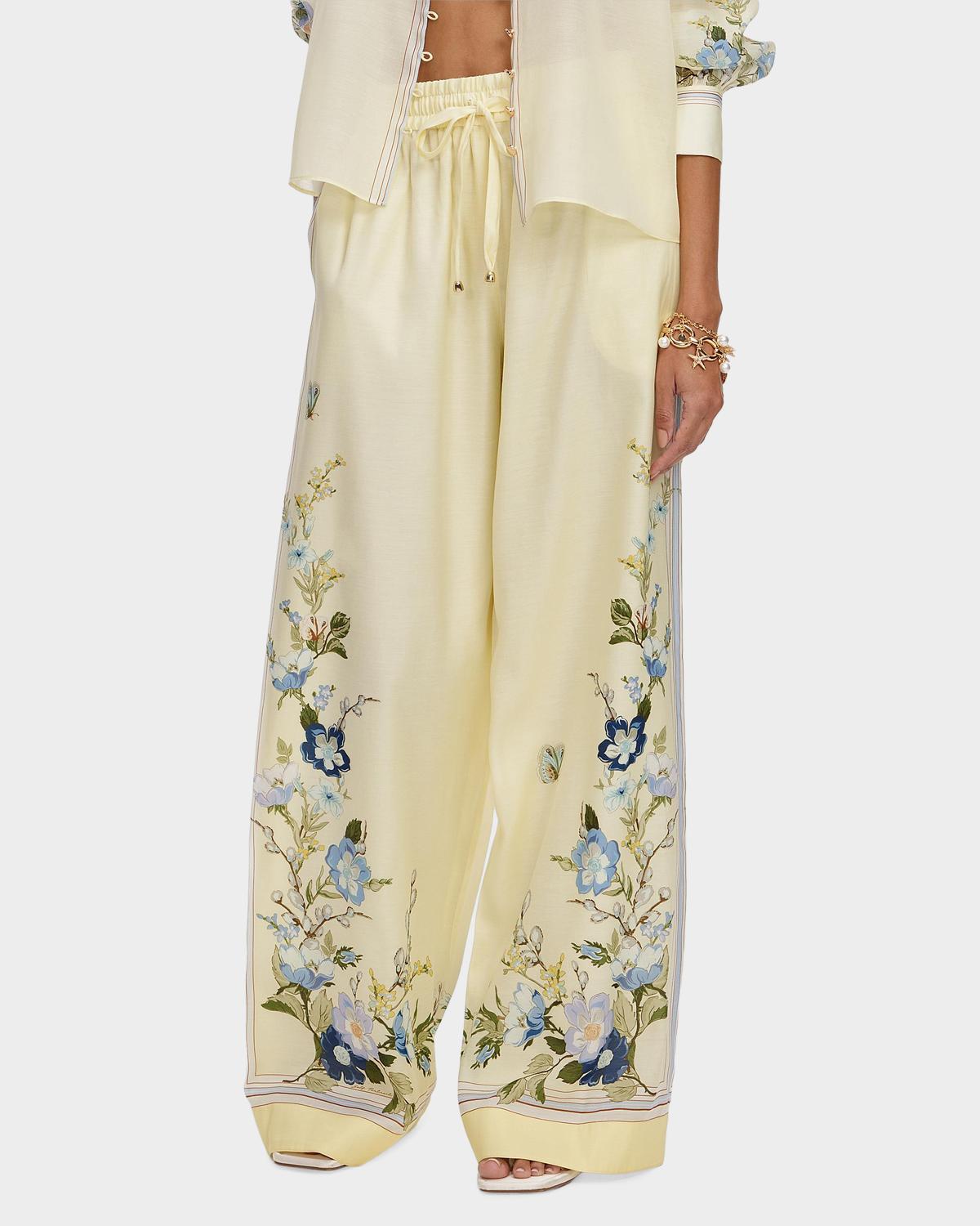 Floral Organza Wide-Leg Drawstring Pants - thumbnail 5