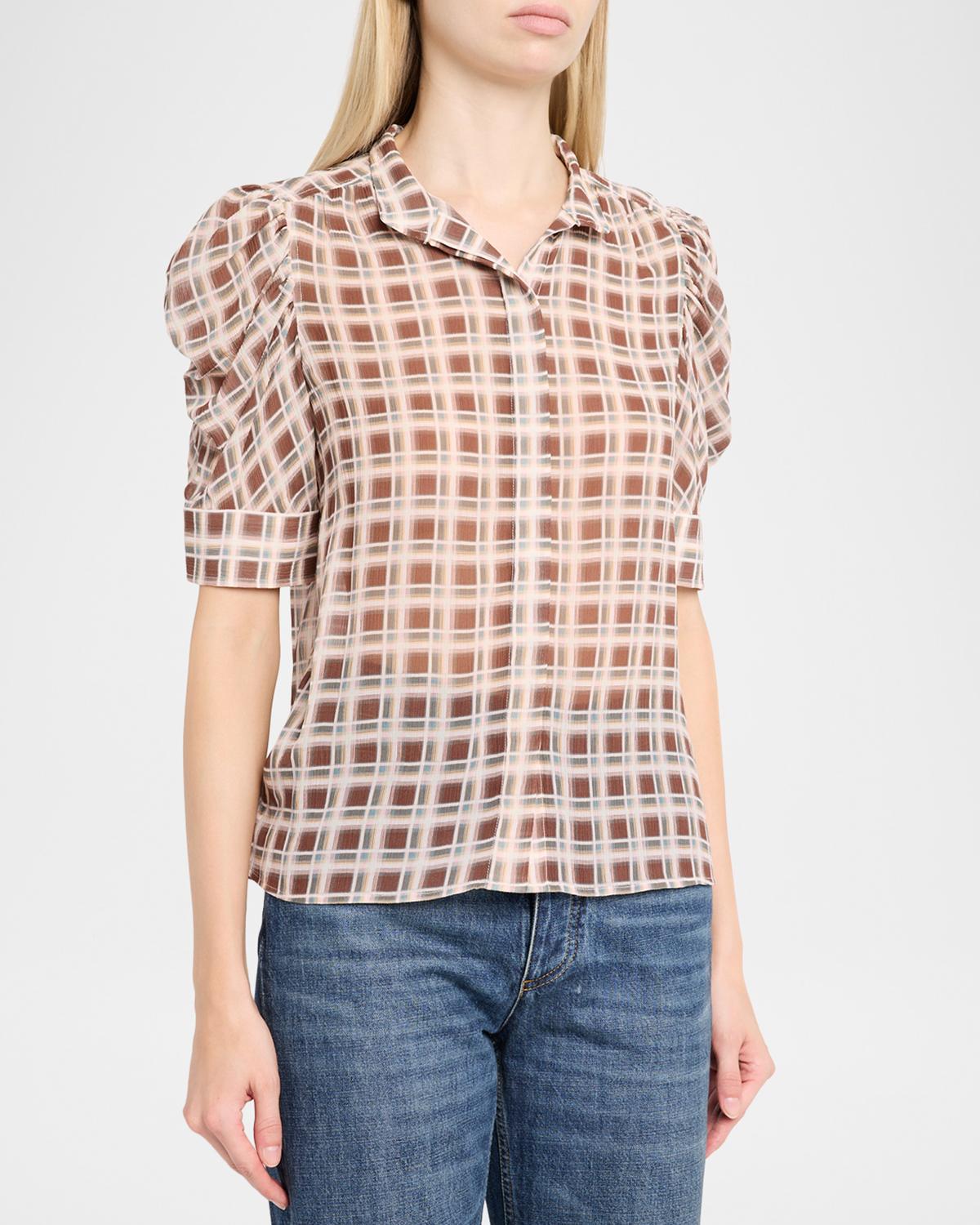 Gillian Sheer Plissé Silk Top - thumbnail 4